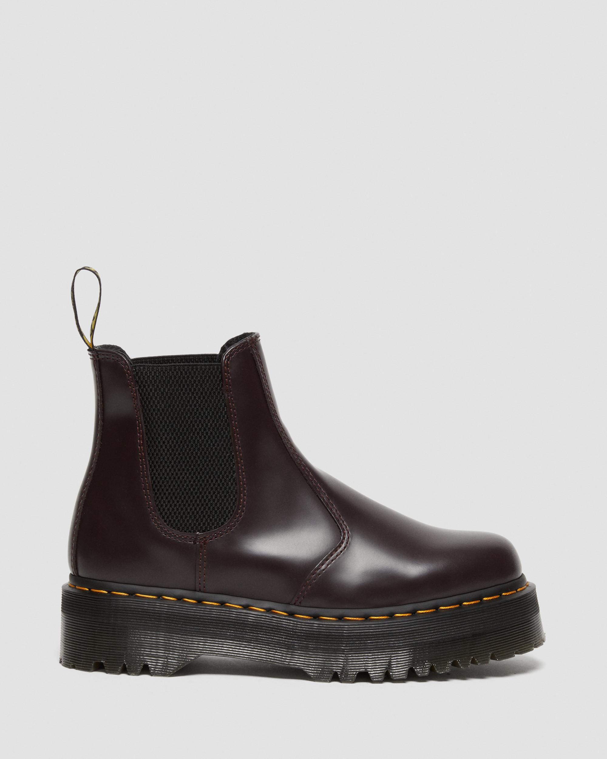 2976 Smooth Leather Platform Chelsea Boots in Burgundy | Dr. Martens