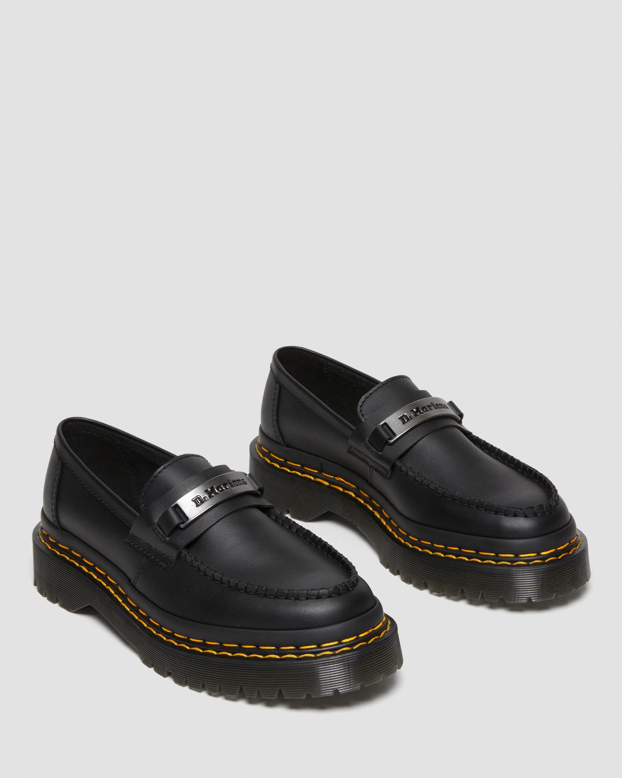 靴 Dr.Martens PENTON BEX PLTD (EU42 BK) Dr. Martens Penton Bex Double Stitch Leather Loafers 'Black