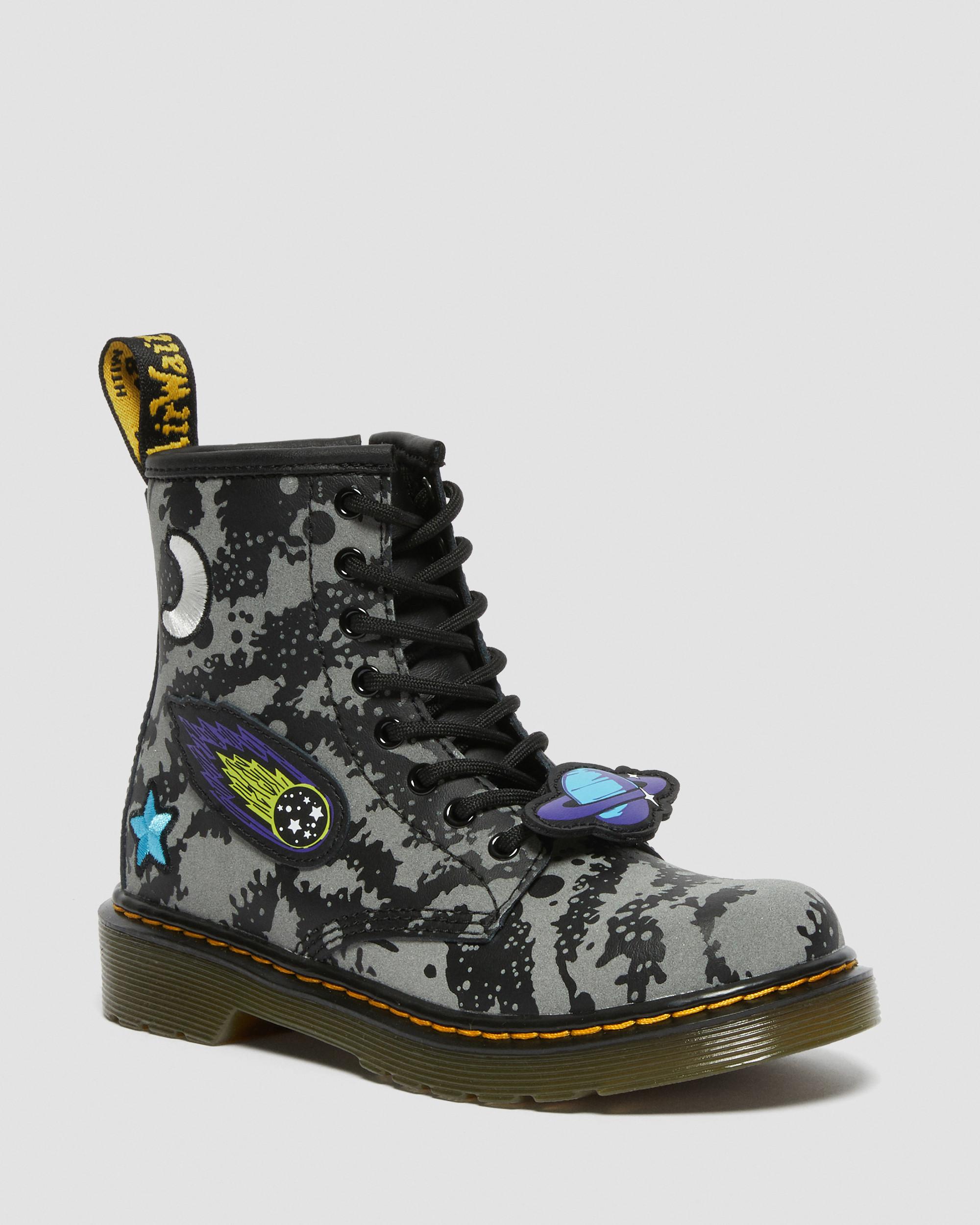Junior 1460 Space Hydro Leather Lace Up Boots in BLACK+GREY | Dr