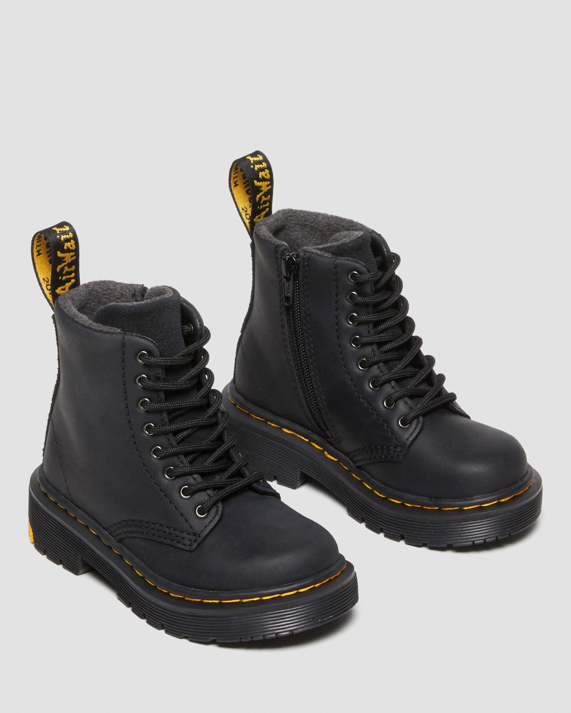 Boots 1460 WinterGrip en daim à lacets pour tout-petit in Noir
