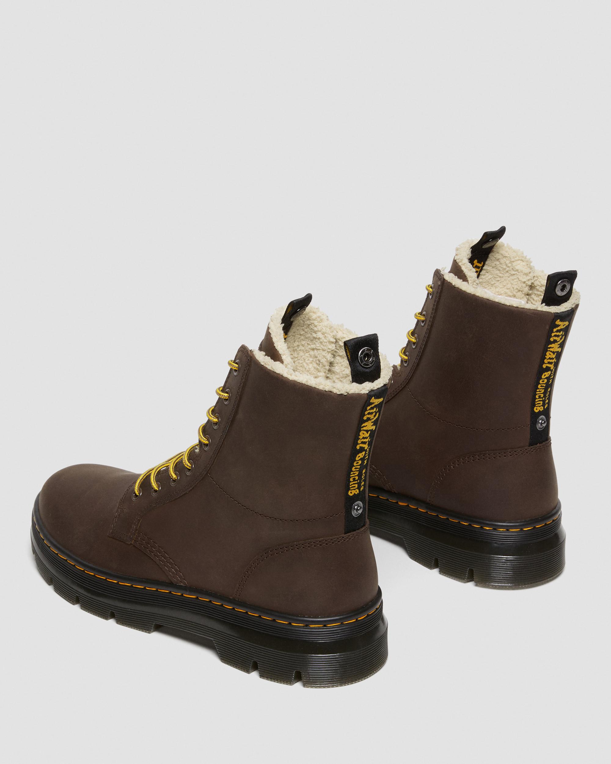 Combs Faux Fur Lined Fold Down Leather Casual Boots in DARK BROWN
