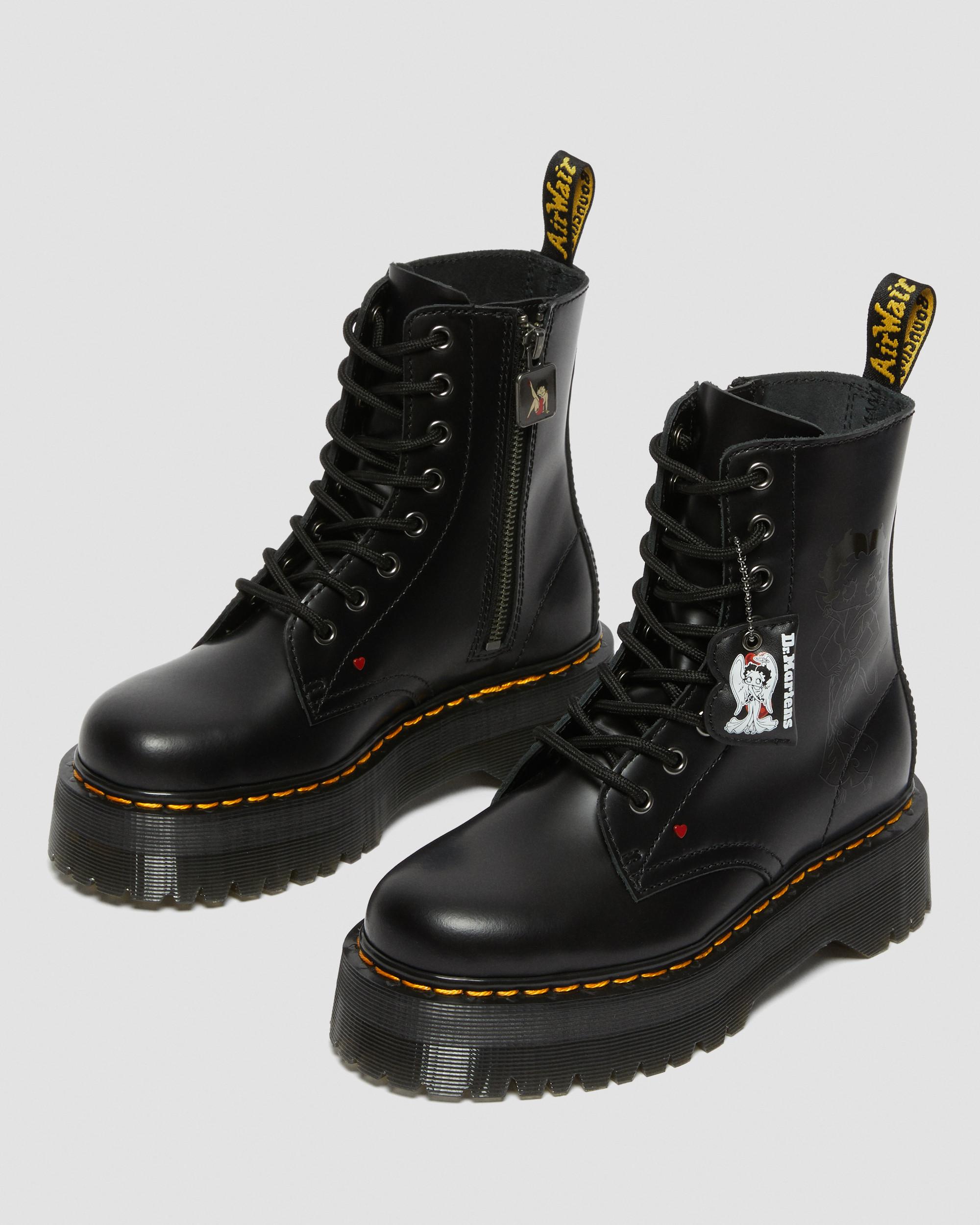 Jadon Boot Betty Boop Leather Platforms in Black | Dr. Martens