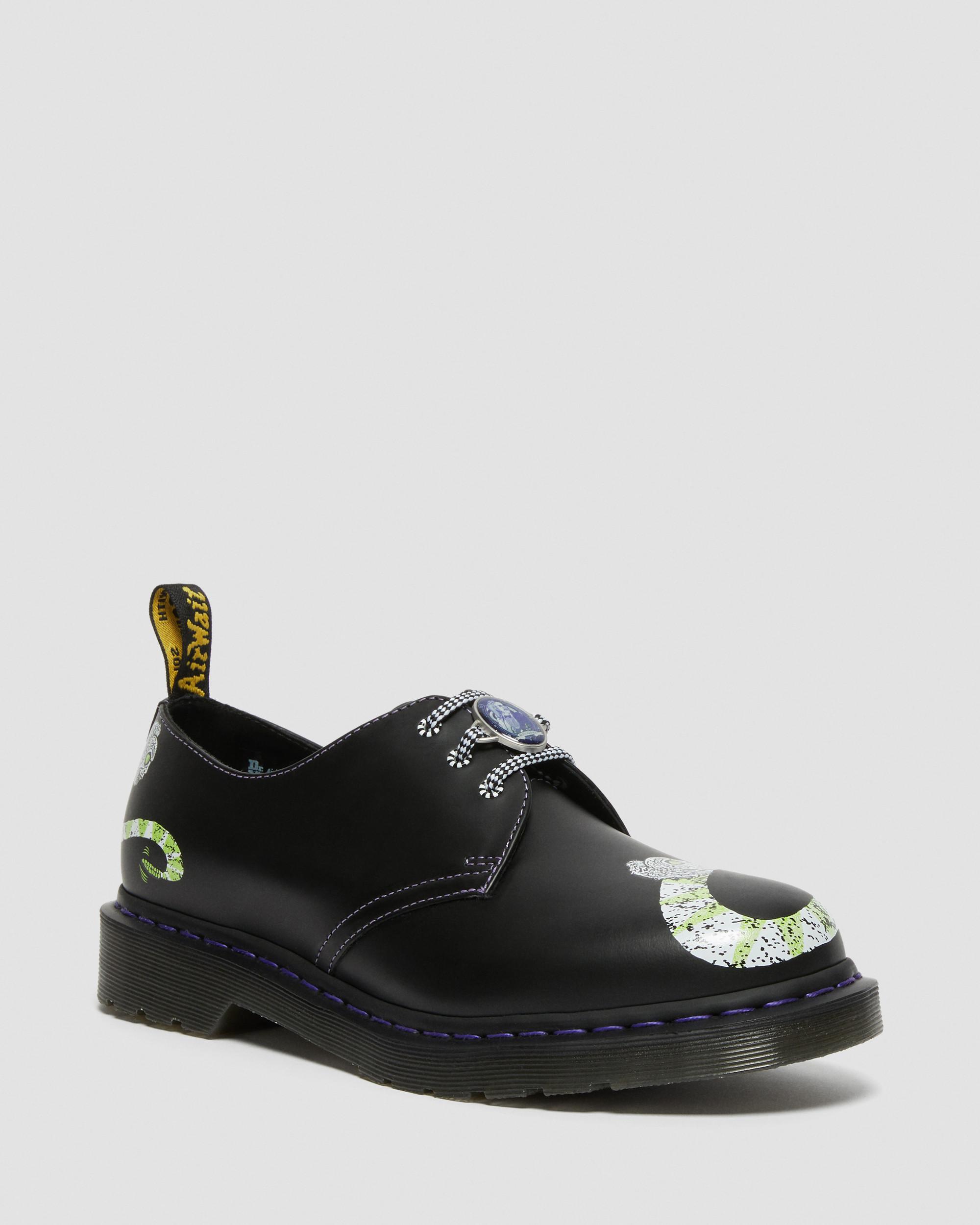 1461 WB Beetlejuice Smooth Leather Oxford Shoes in BLACK | Dr