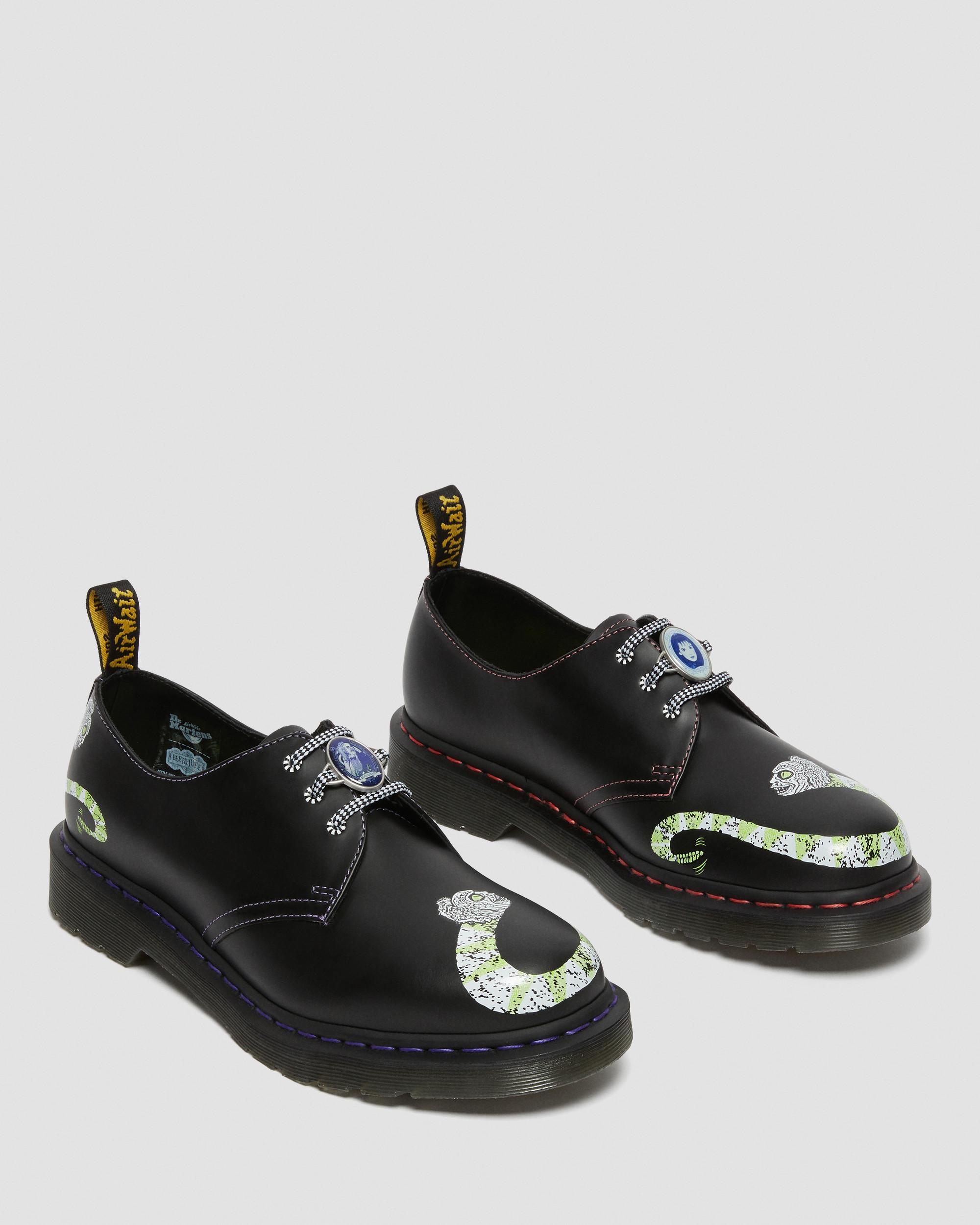 1461 WB Beetlejuice Smooth Leather Oxford Shoes in BLACK | Dr