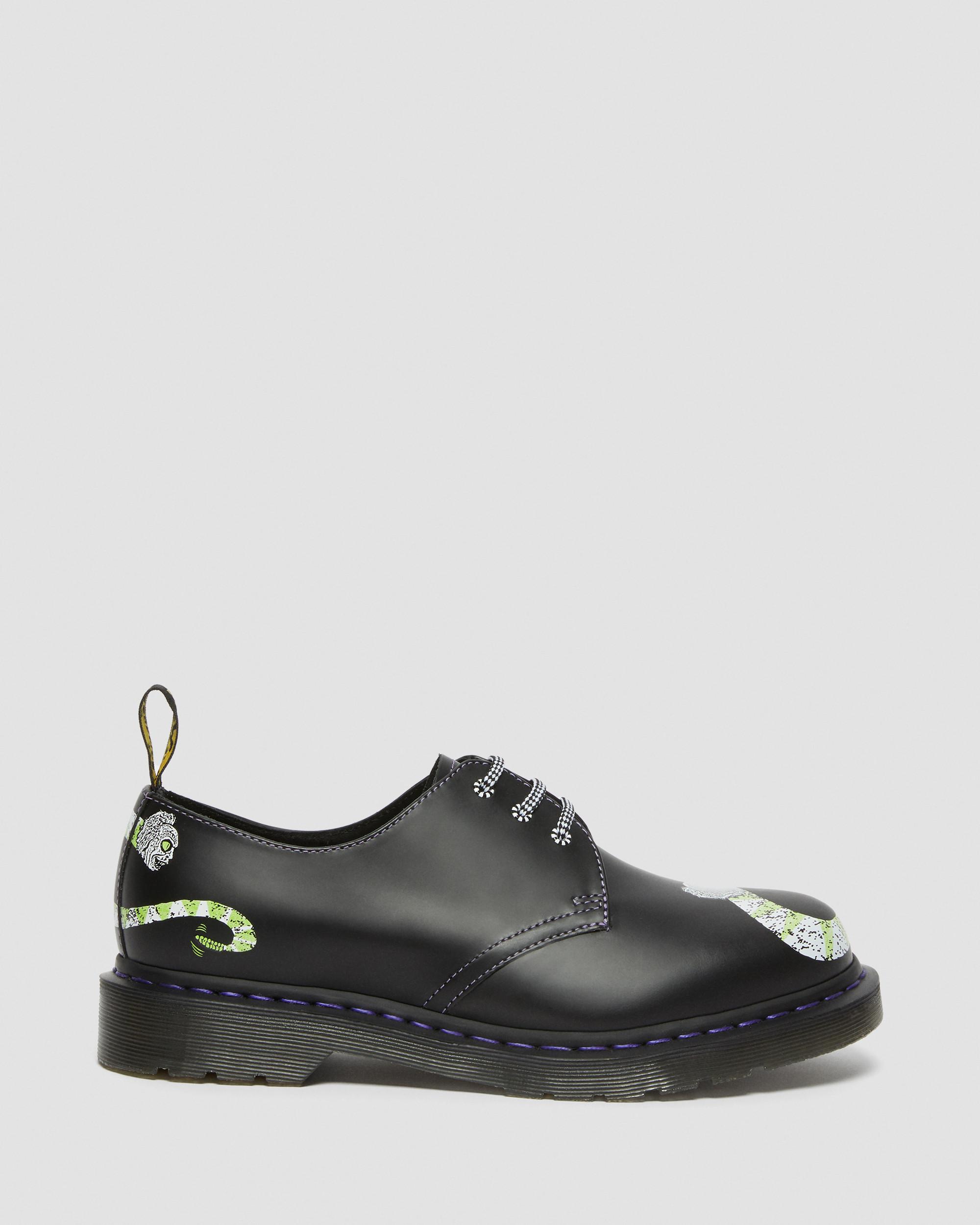 1461 WB Beetlejuice Smooth Leather Oxford Shoes in BLACK | Dr