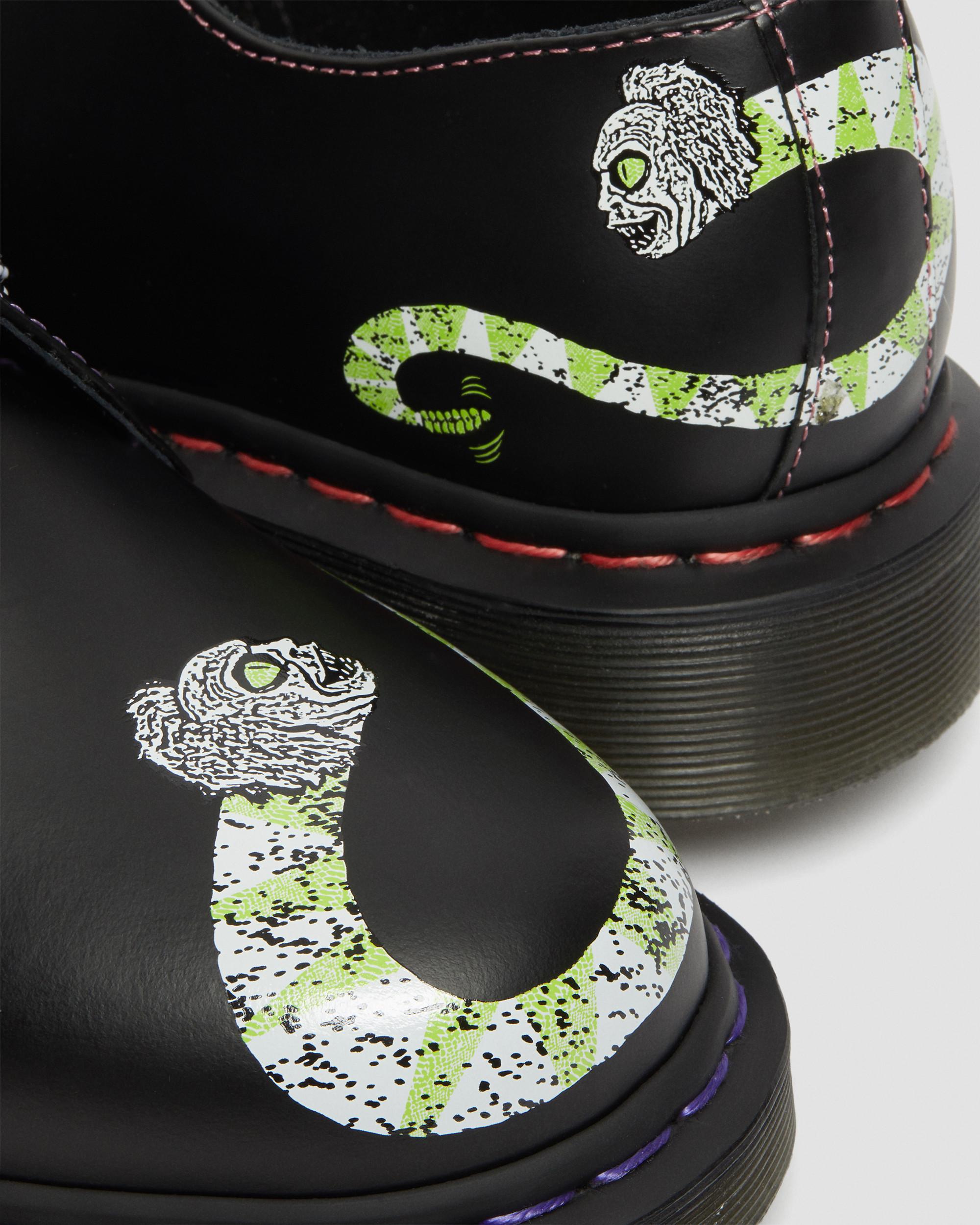 1461 WB Beetlejuice Smooth Leather Oxford Shoes in BLACK | Dr