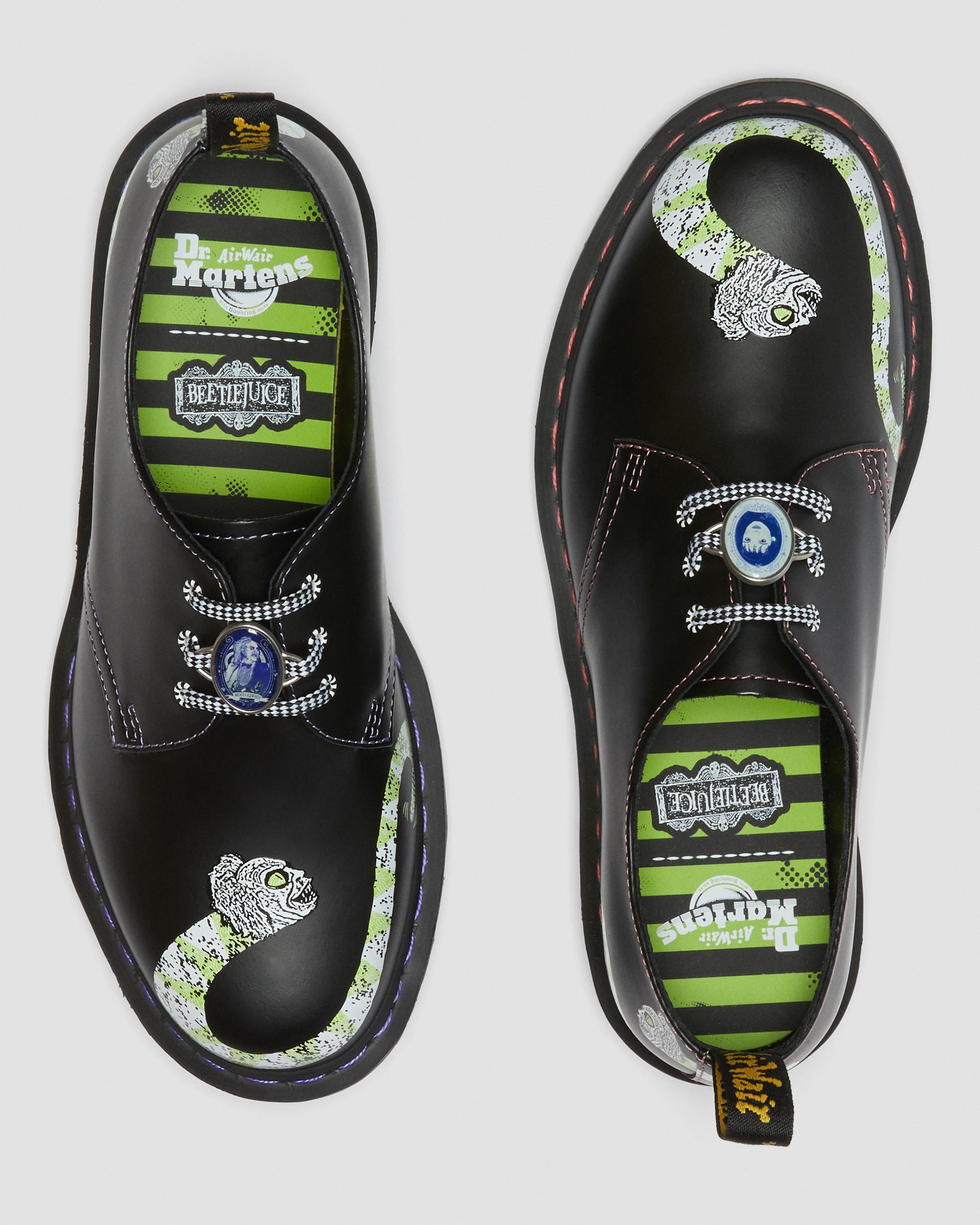 1461 WB Beetlejuice Smooth Leather Oxford Shoes in BLACK | Dr