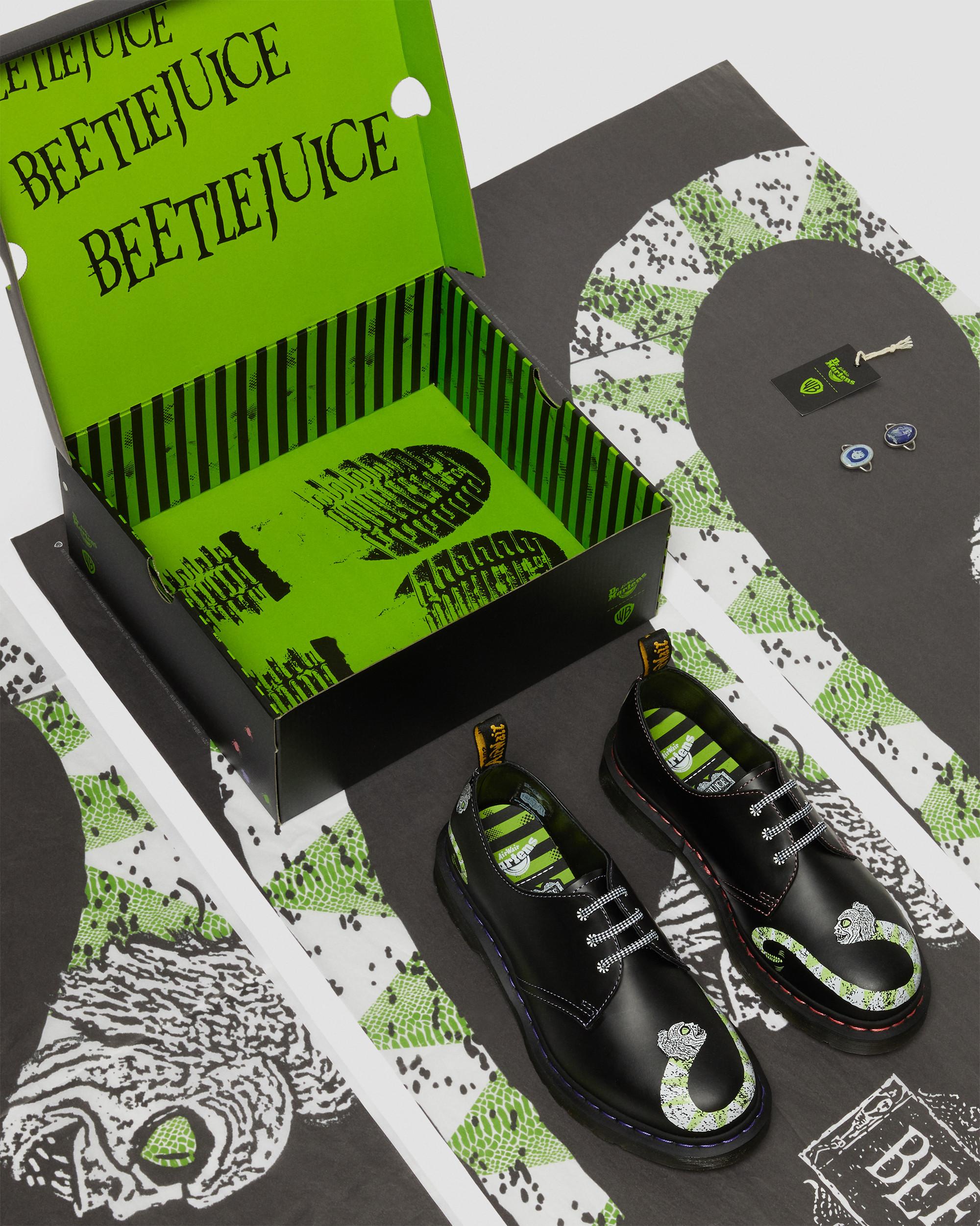 ドクターマーチン×ビートルジュース 1461 WB Beetlejuice Smooth Leather Oxford Shoes in BLACK | Dr