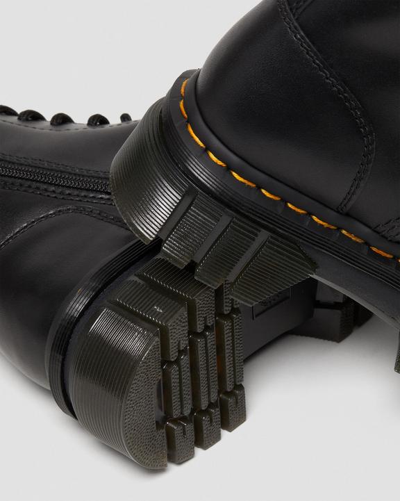 Audrick 20-Eye Leather Knee High Platform Boots in Black Audrick 20-Eye Leather Knee High Platform Boots in Black