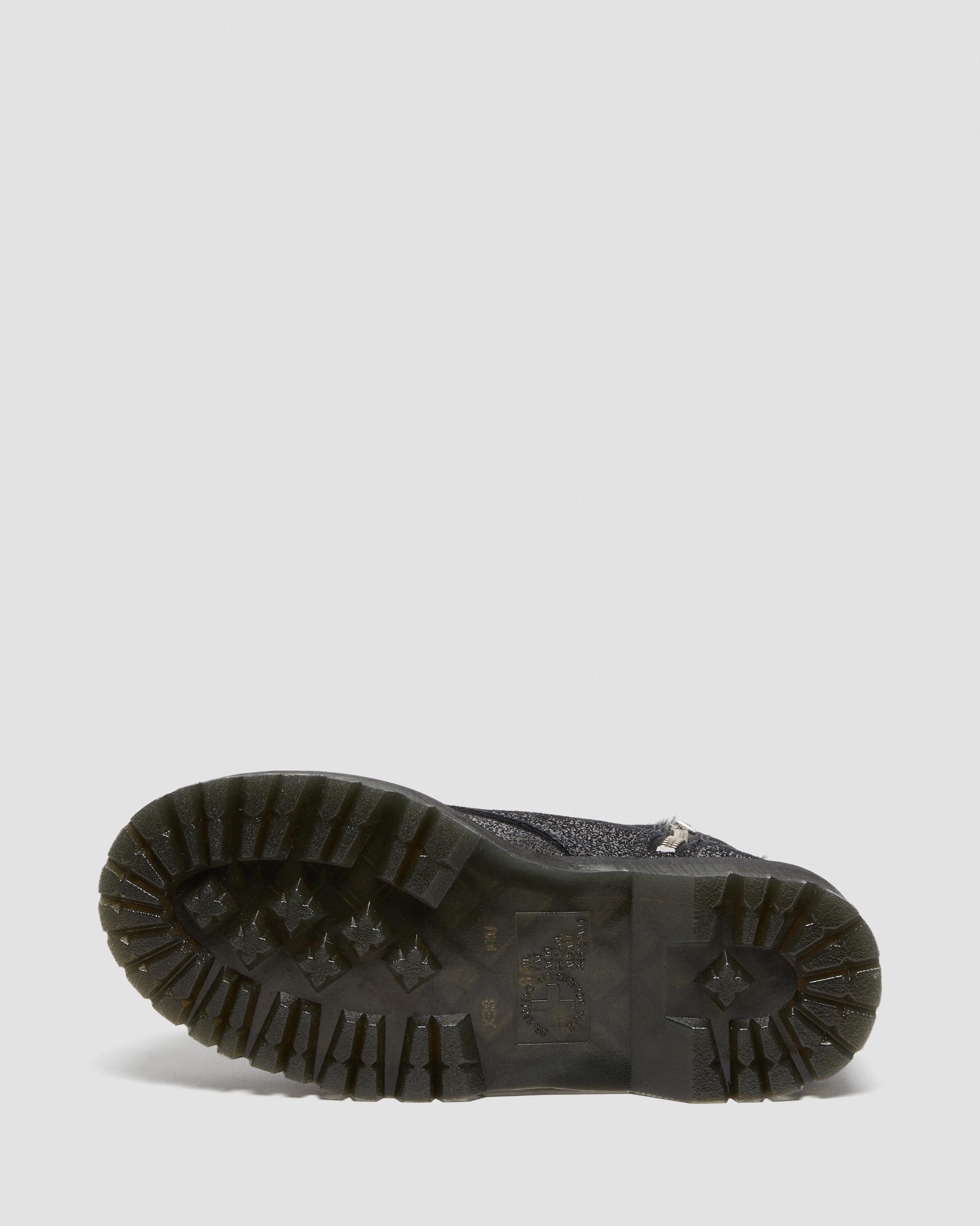Jadon Faux Fur-Lined Metallic Leather Platform Boots in Black