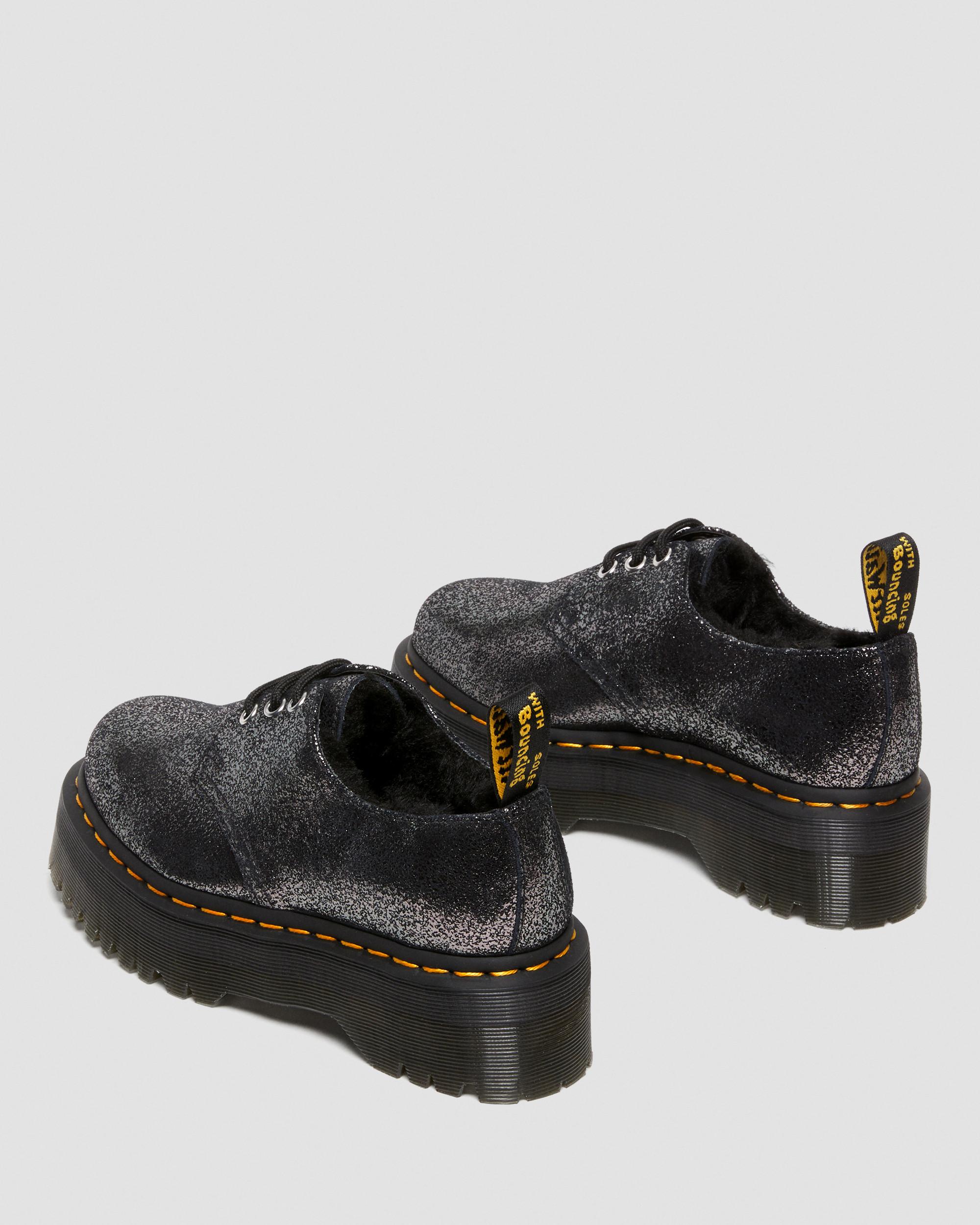1461 Imitatiebont Gevoerde Metallic Leren Platform Schoenen