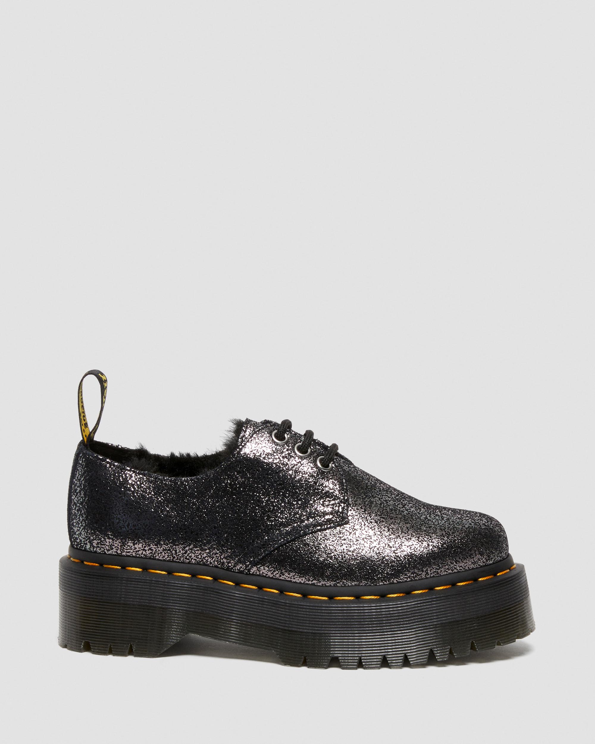 1461 Imitatiebont Gevoerde Metallic Leren Platform Schoenen