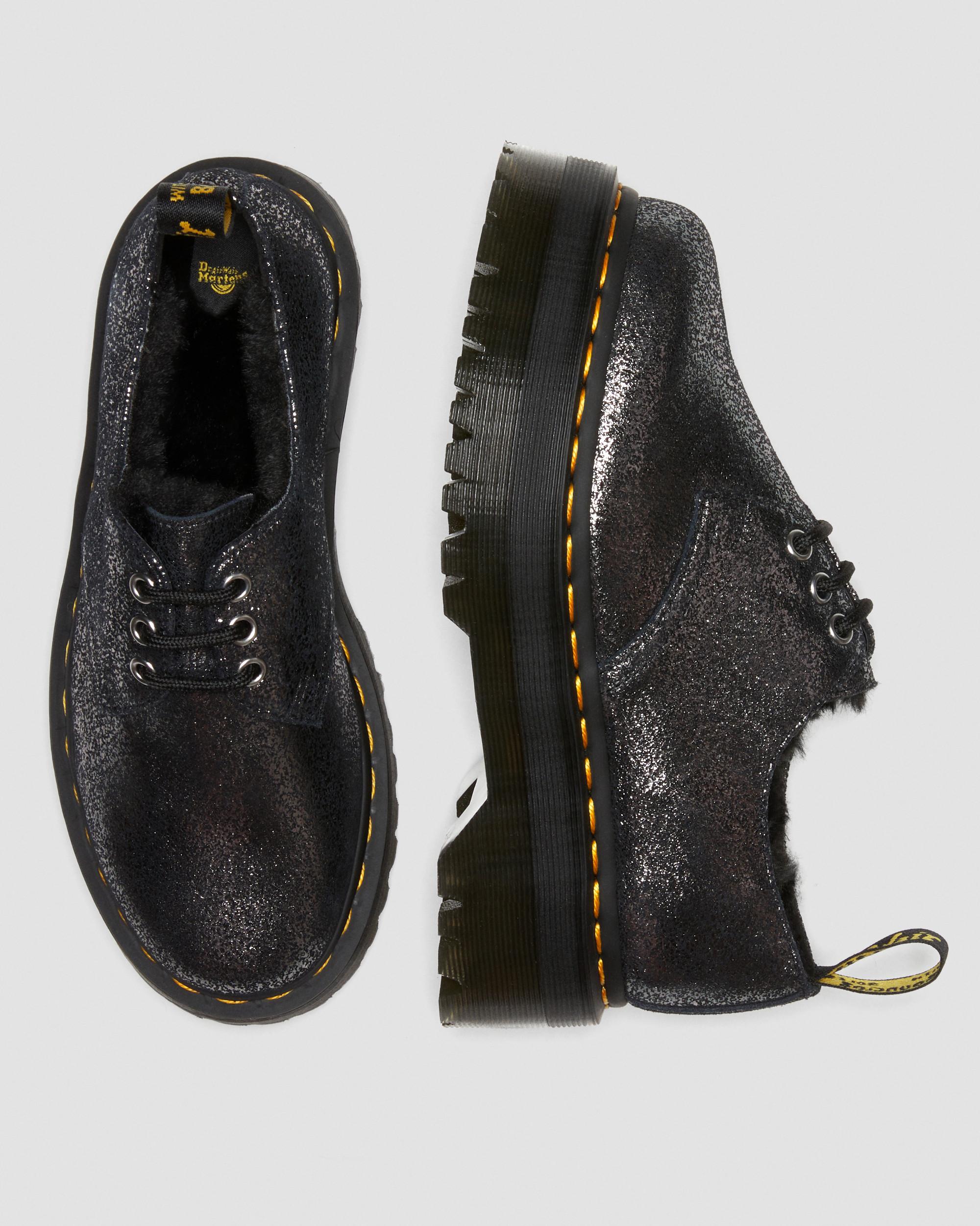 1461 Faux Fur-Lined Metallic Leather Platform Shoes | Dr. Martens
