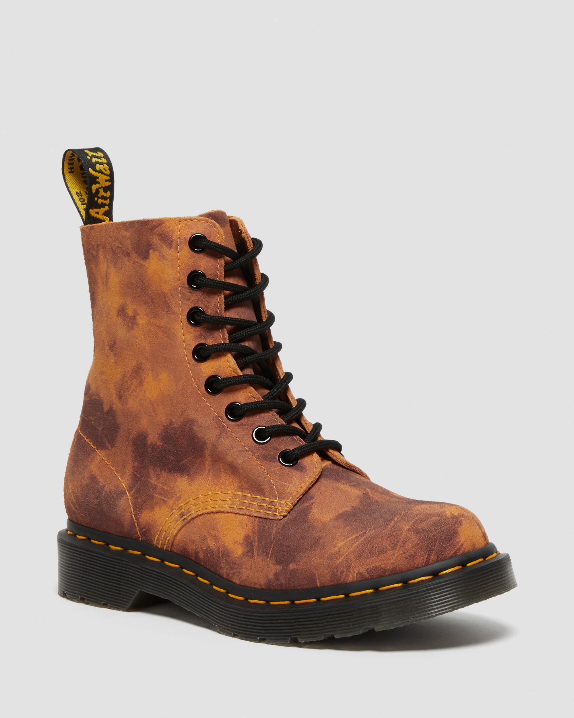 1460 Pascal Tie Dye Leather Lace Up Boots in ORANGE | Dr. Martens™