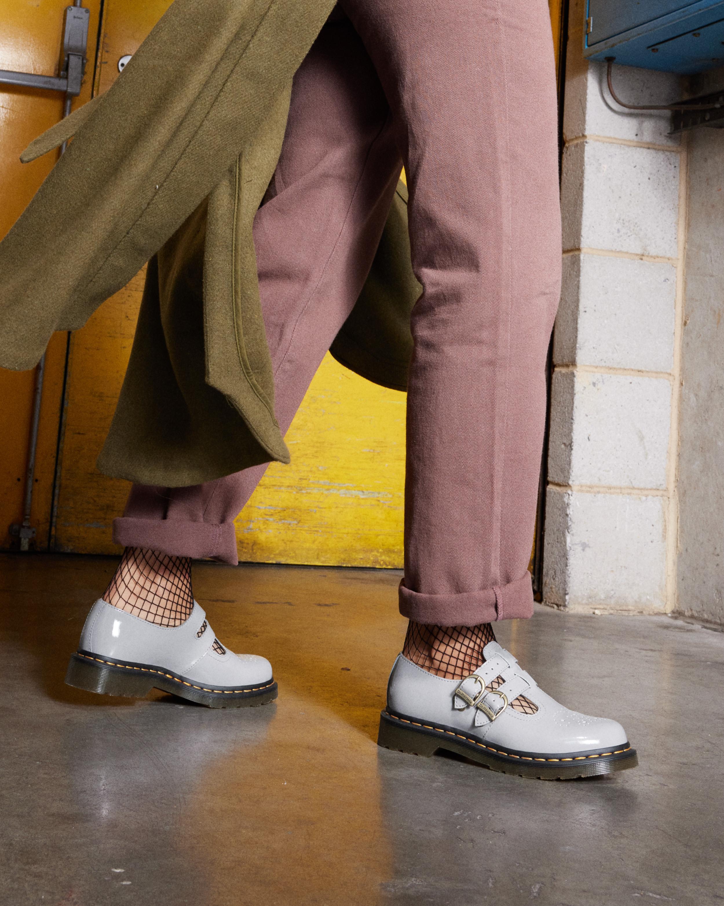 8065 Patent Leather Mary Jane Shoes in GREY | Dr. Martens™