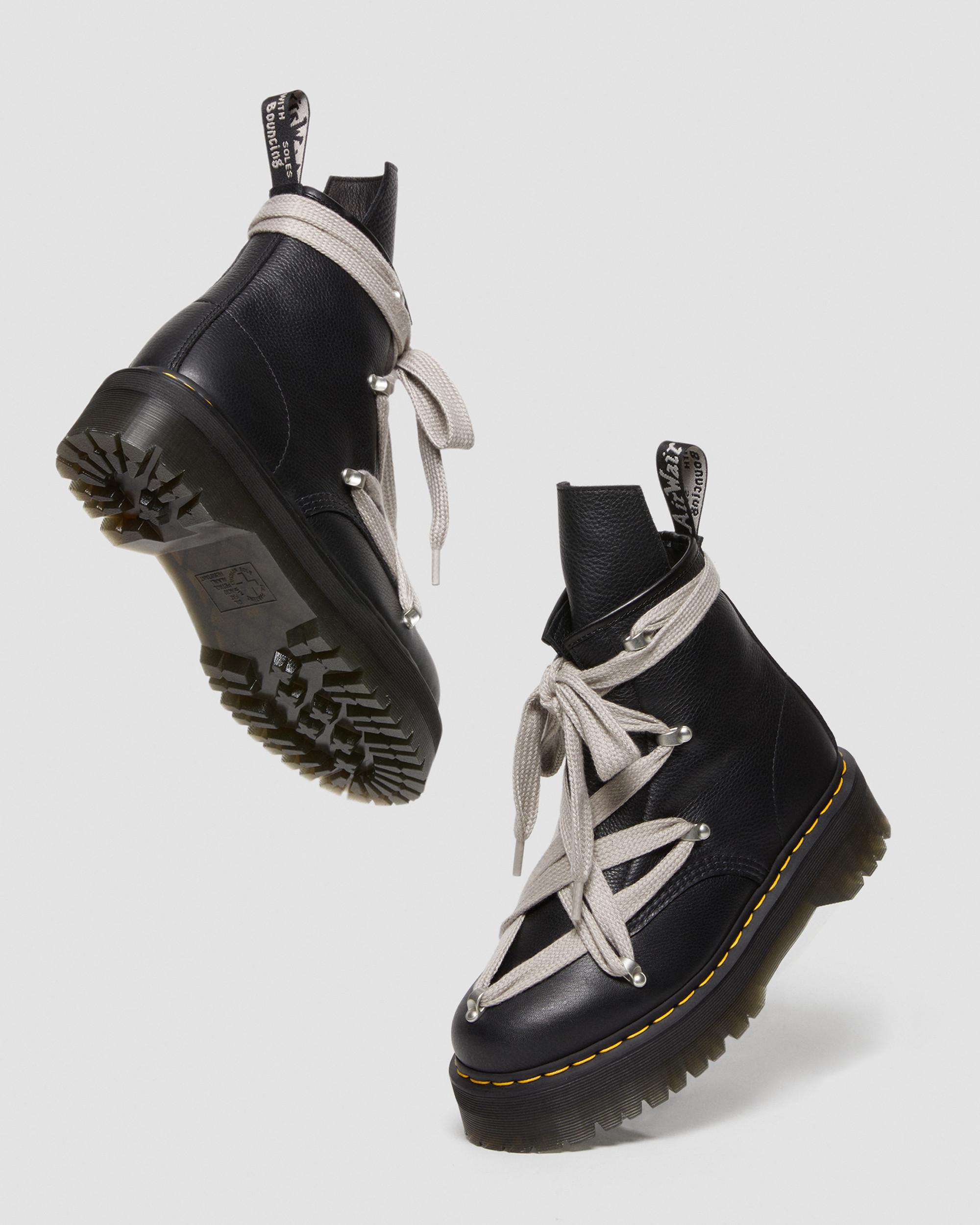 1460 Rick Owens Pent Leder Plateaustiefel in Schwarz | Dr. Martens