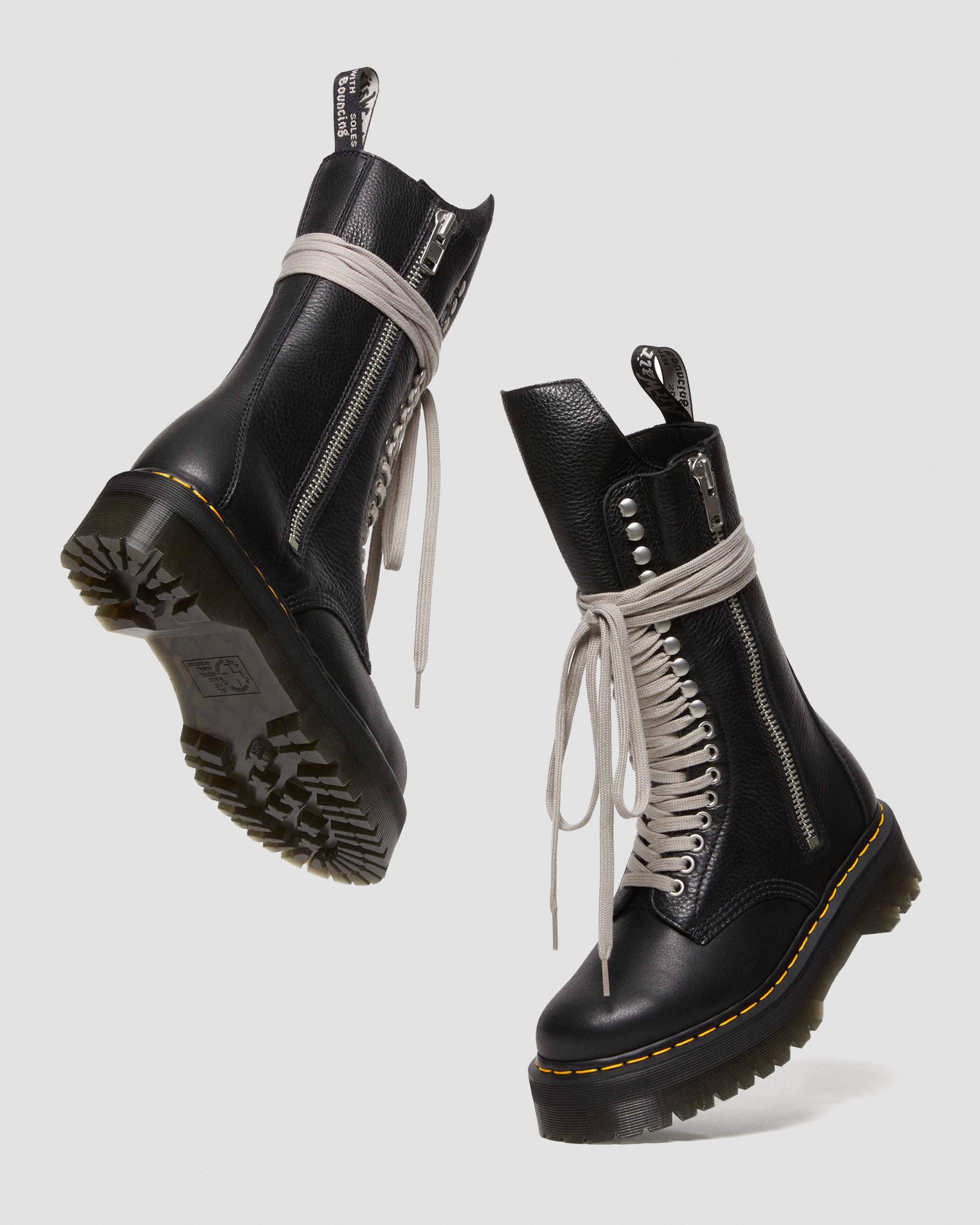 1918 Rick Owens Leather Lace Up Platform Boots in Black | Dr. Martens