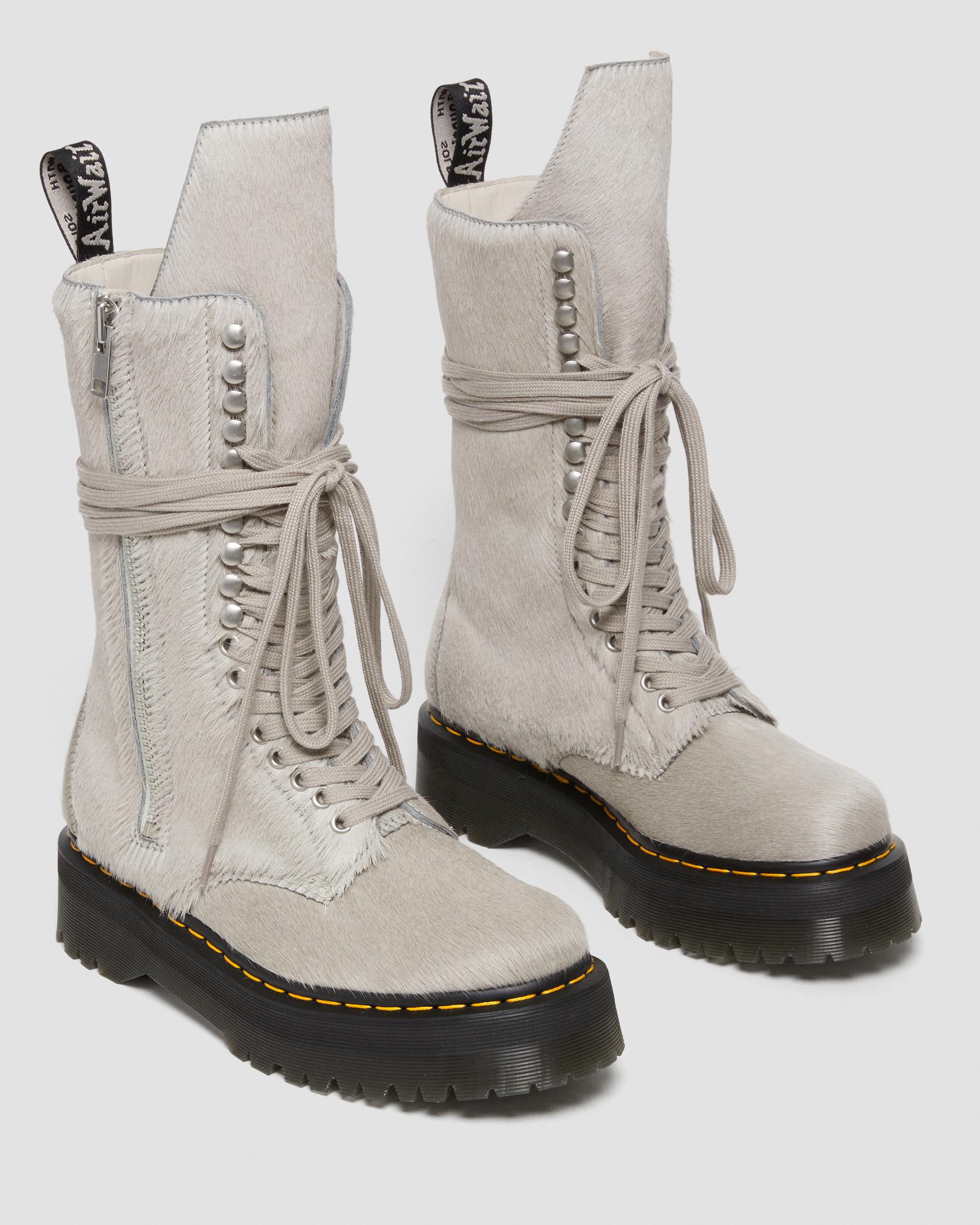 1918 Rick Owens Hair On Lace Up Platform Boots in {{color}} | Dr