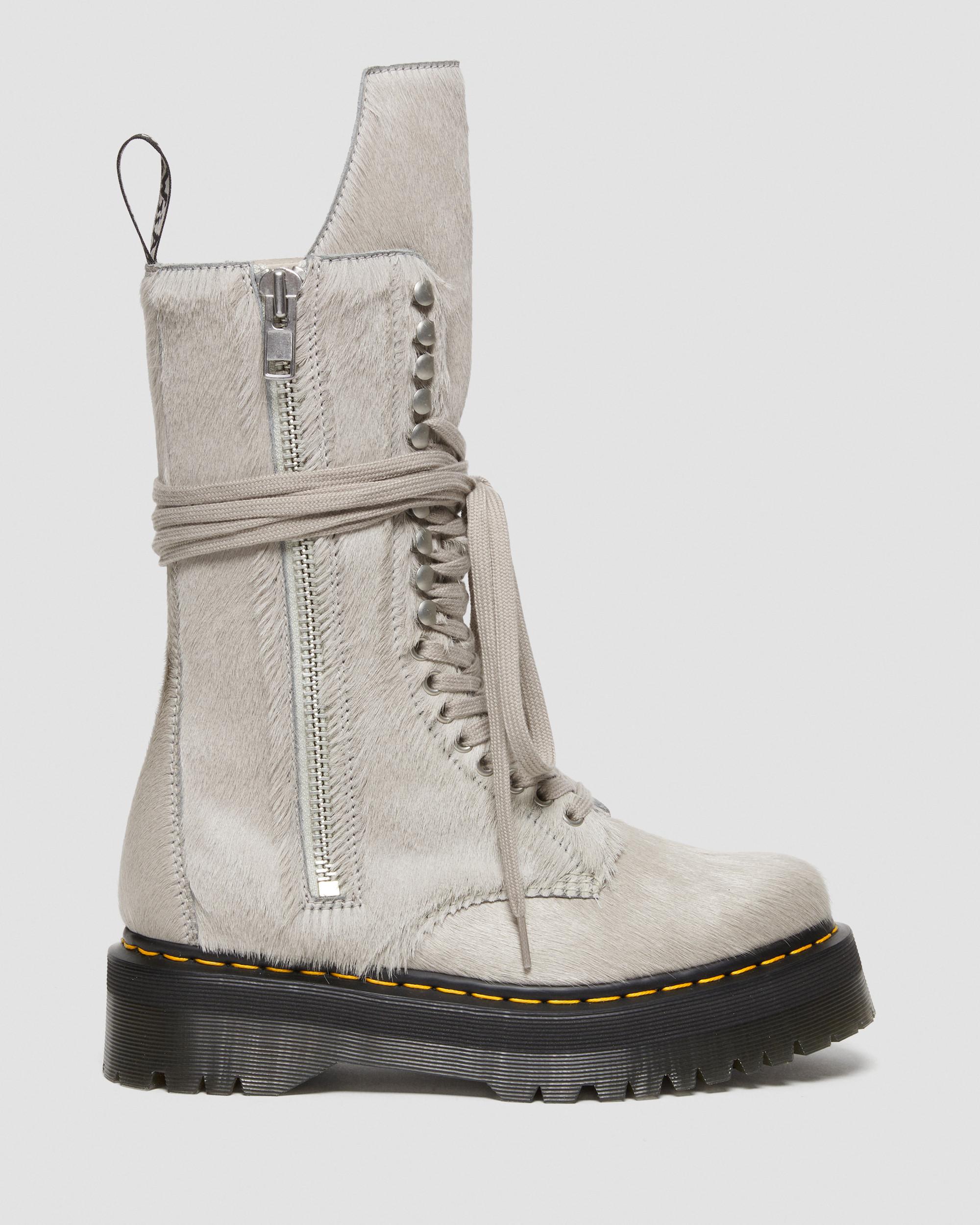 靴 Rick Owens Dr.Martens 1918 18 Hole Boots 1918 Rick Owens Hair On Lace Up Platform Boots in {{color}} | Dr