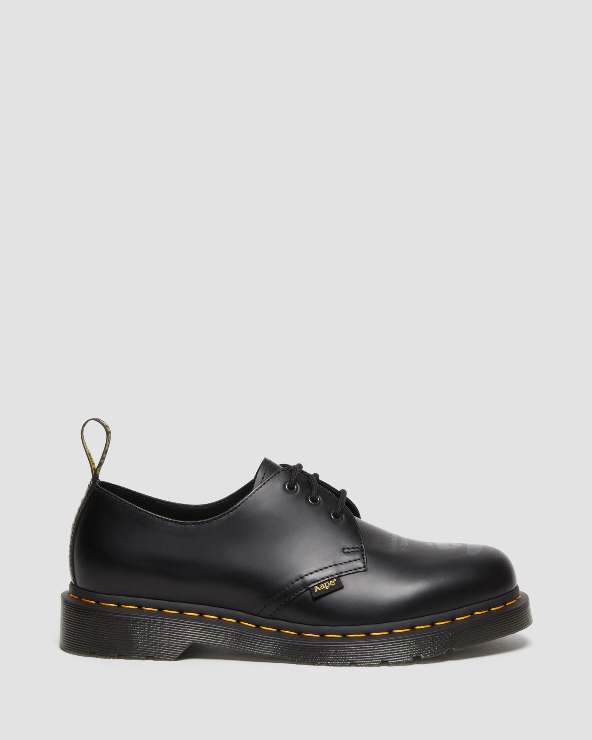 1461 AAPE Smooth Leather Shoes in Black