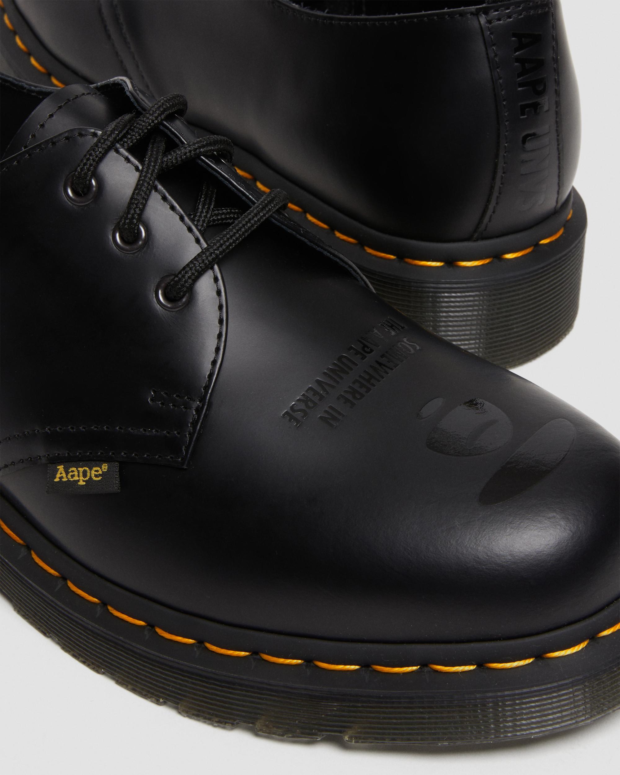 1461 AAPE Smooth Leather Shoes in Black