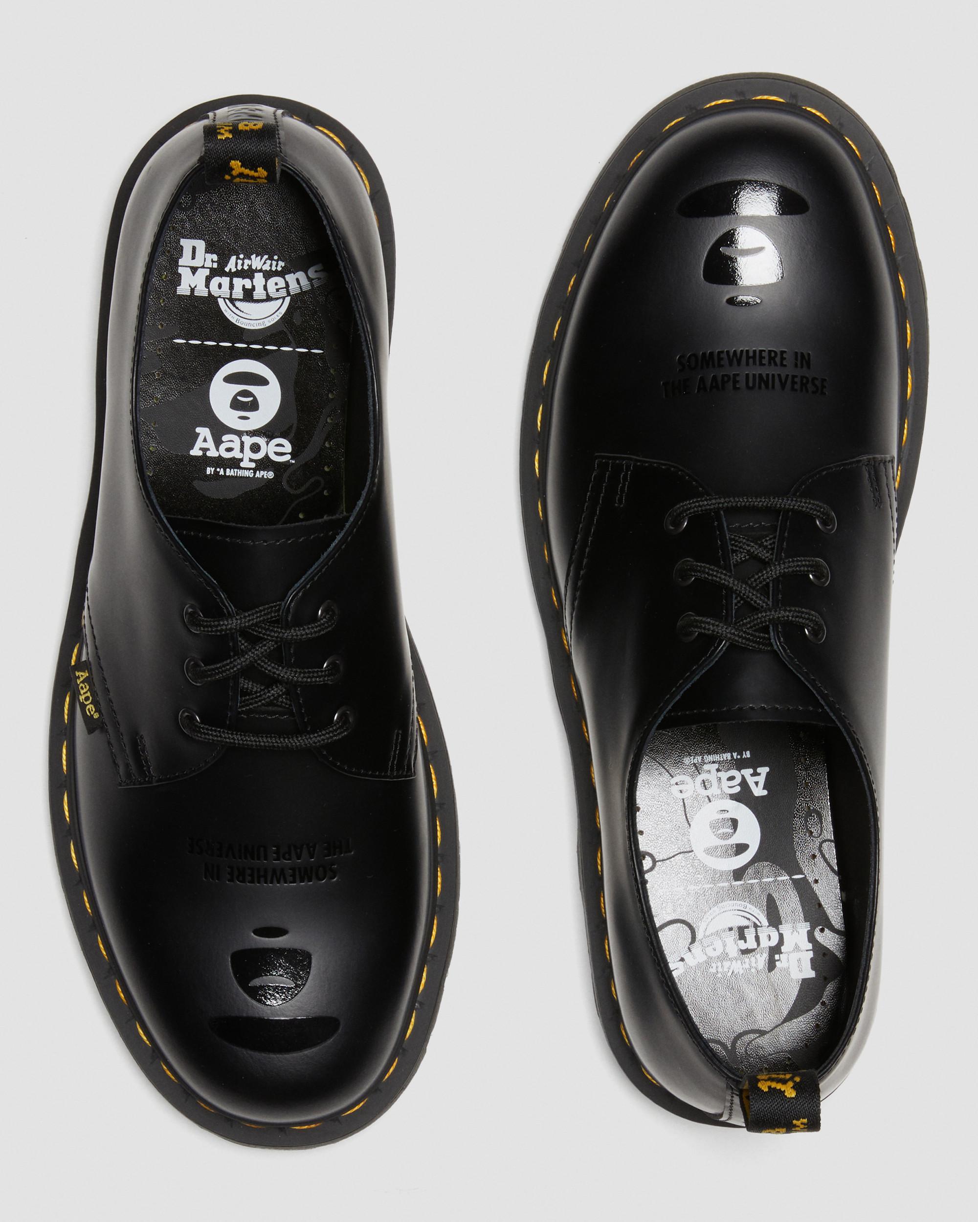 Dr. Martens 1461 AAPE DMS UK9 28 エイプコラボ 1461 AAPE Smooth Leather Oxford Shoes in BLACK | Dr. Martens™