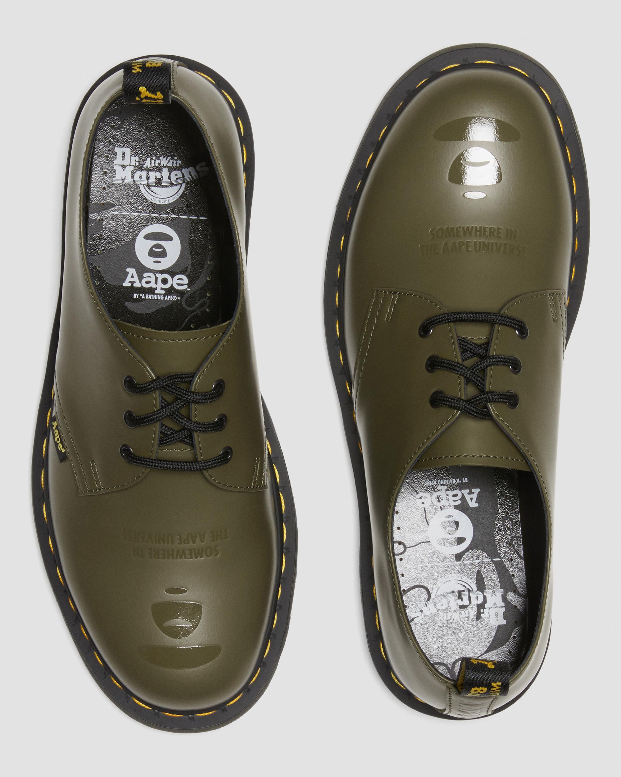 1461 AAPE Glattleder Schuhe in Olivgrün Grün