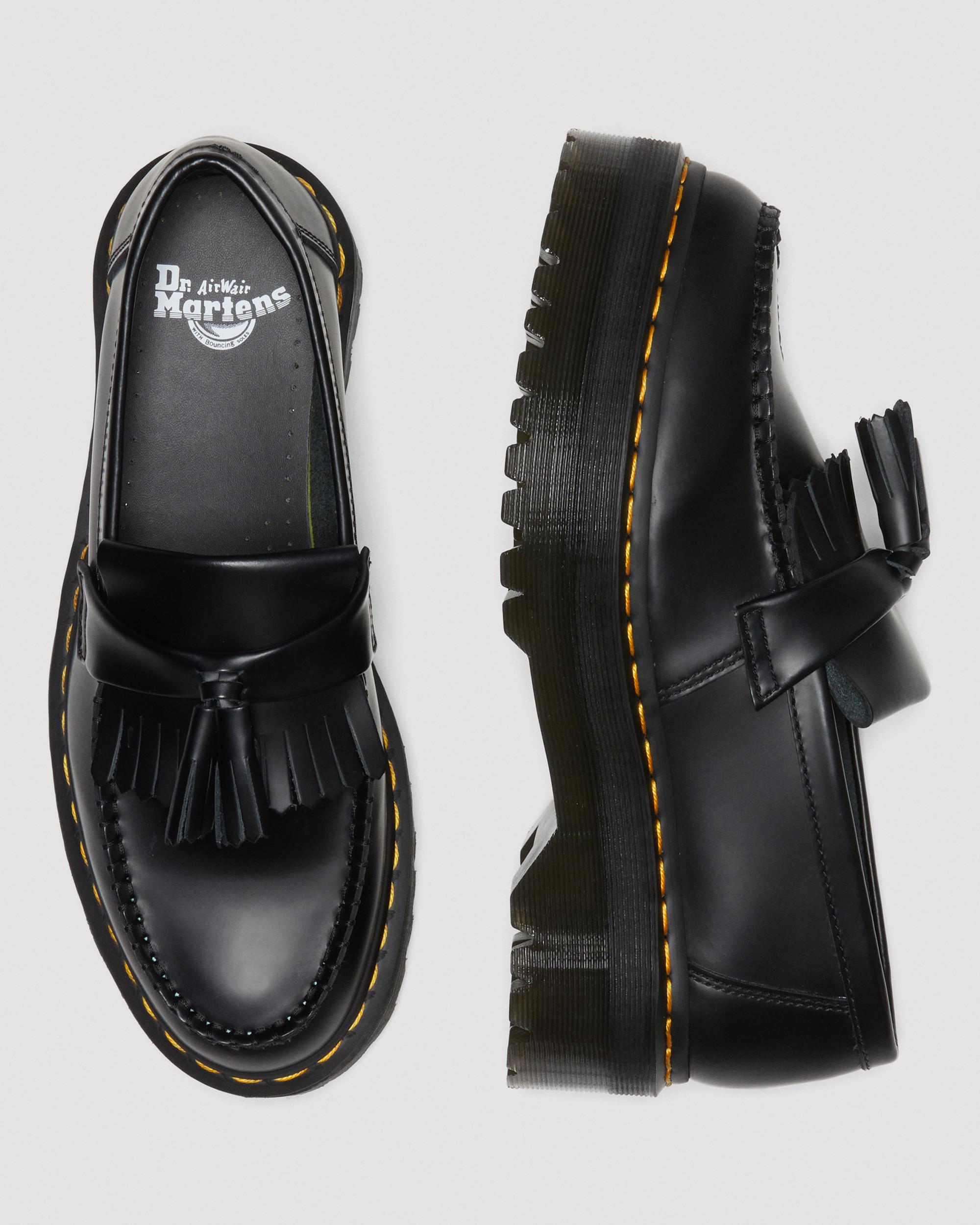Adrian Quad Leather Platform Tassle Loafers in Black