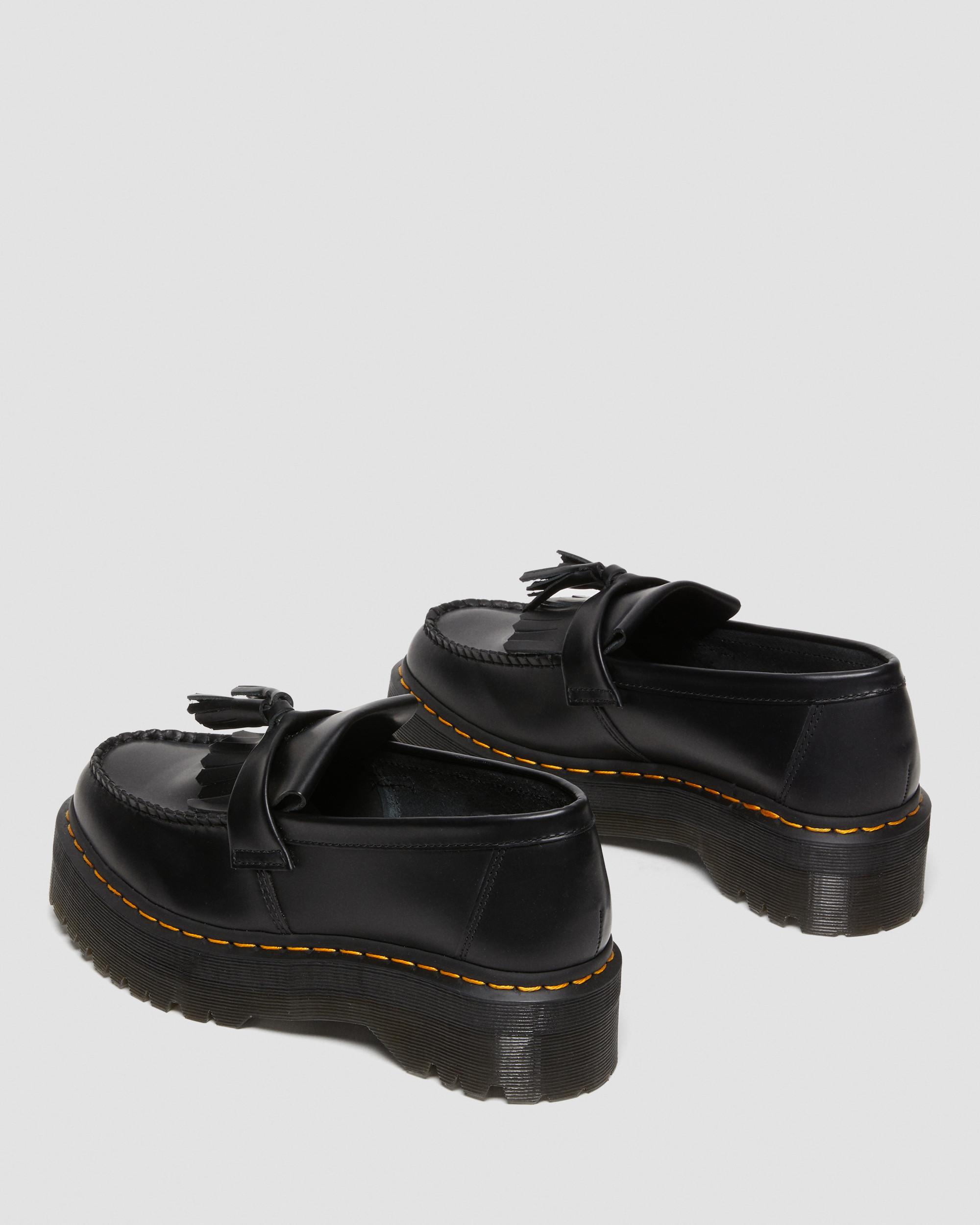 Adrian Quad Leather Platform Tassle Loafers in Black | Dr. Martens