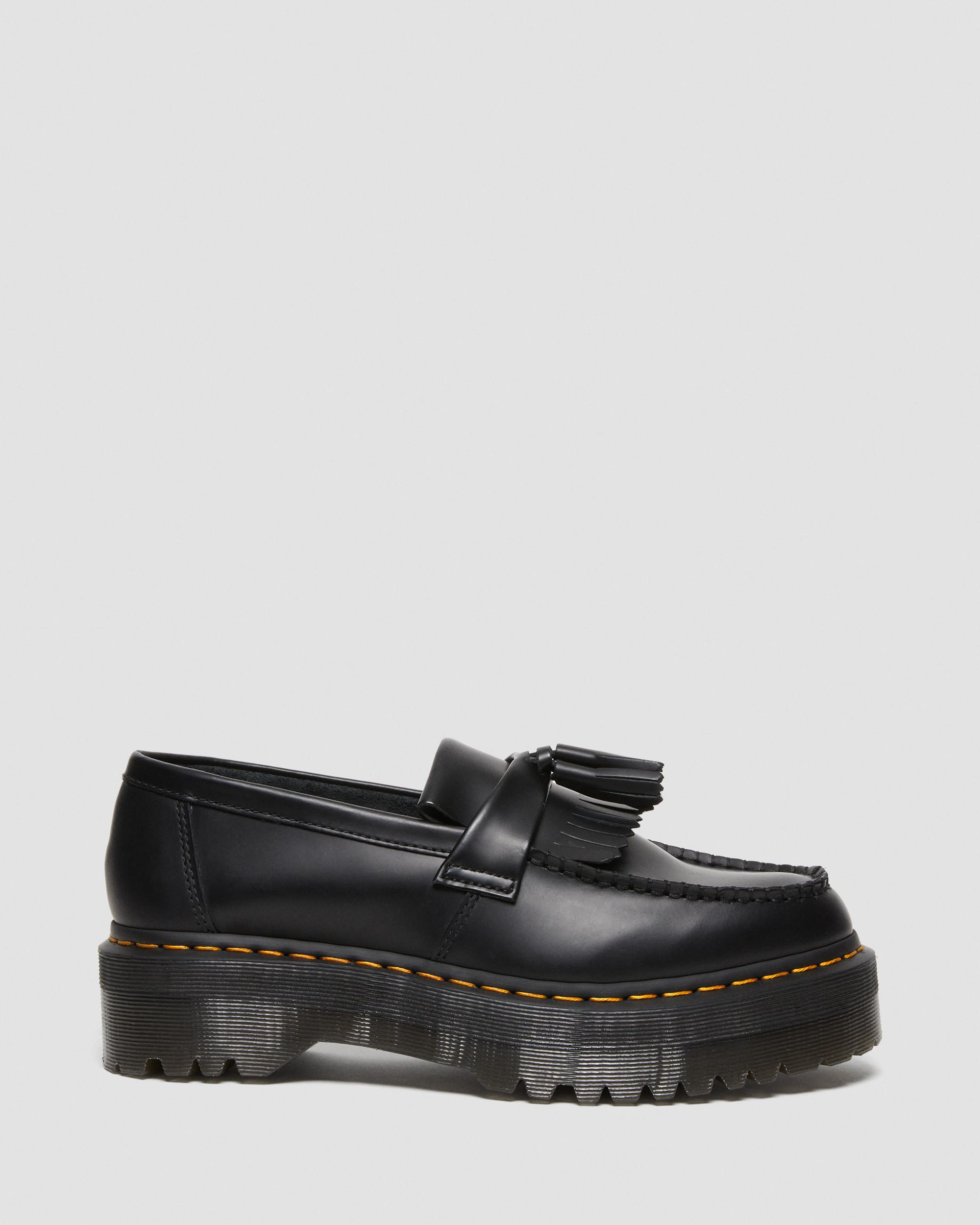 Adrian Quad Leather Platform Tassle Loafers in Black