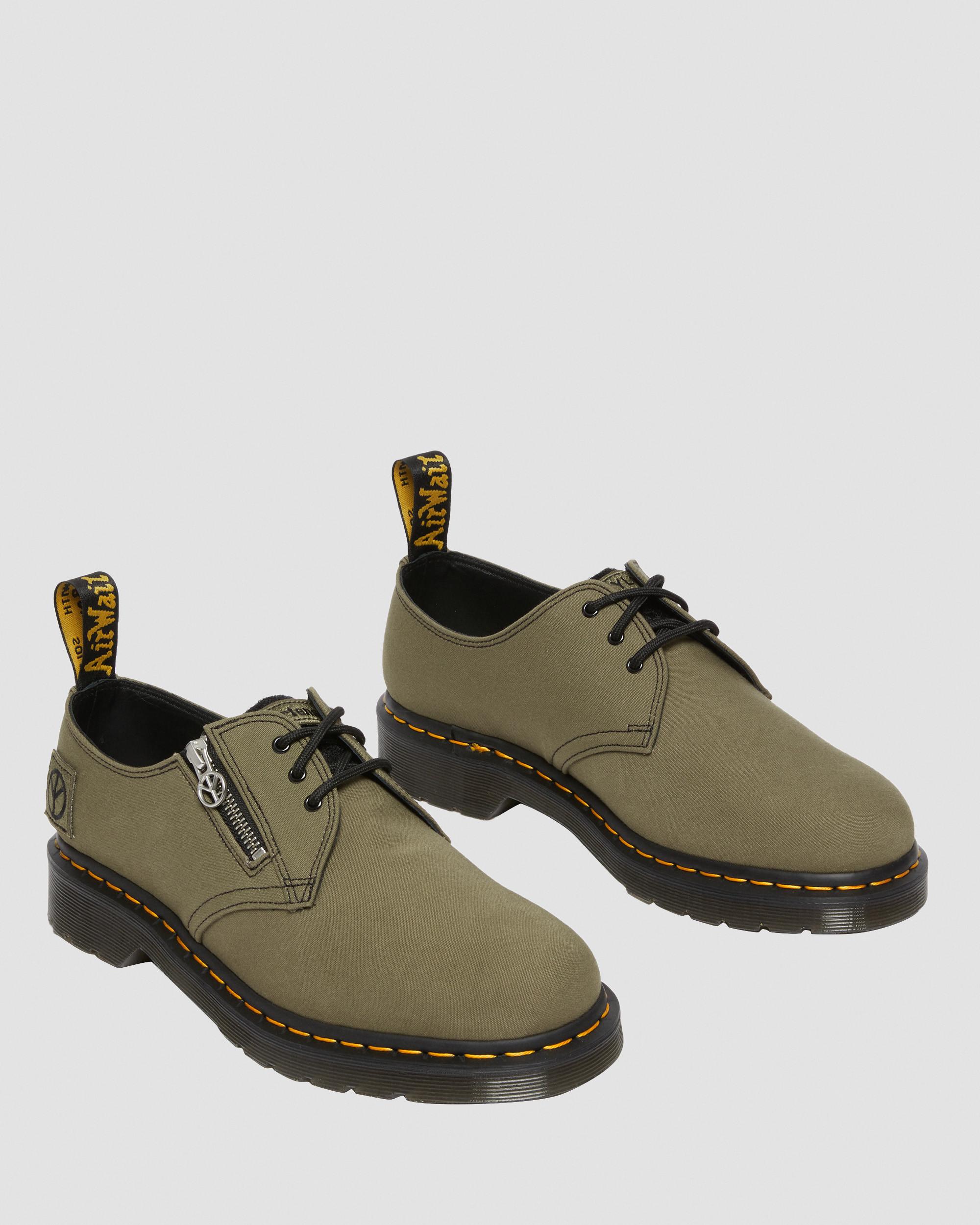 1461 Babylon Canvas Leather Shoes in Black+Olive