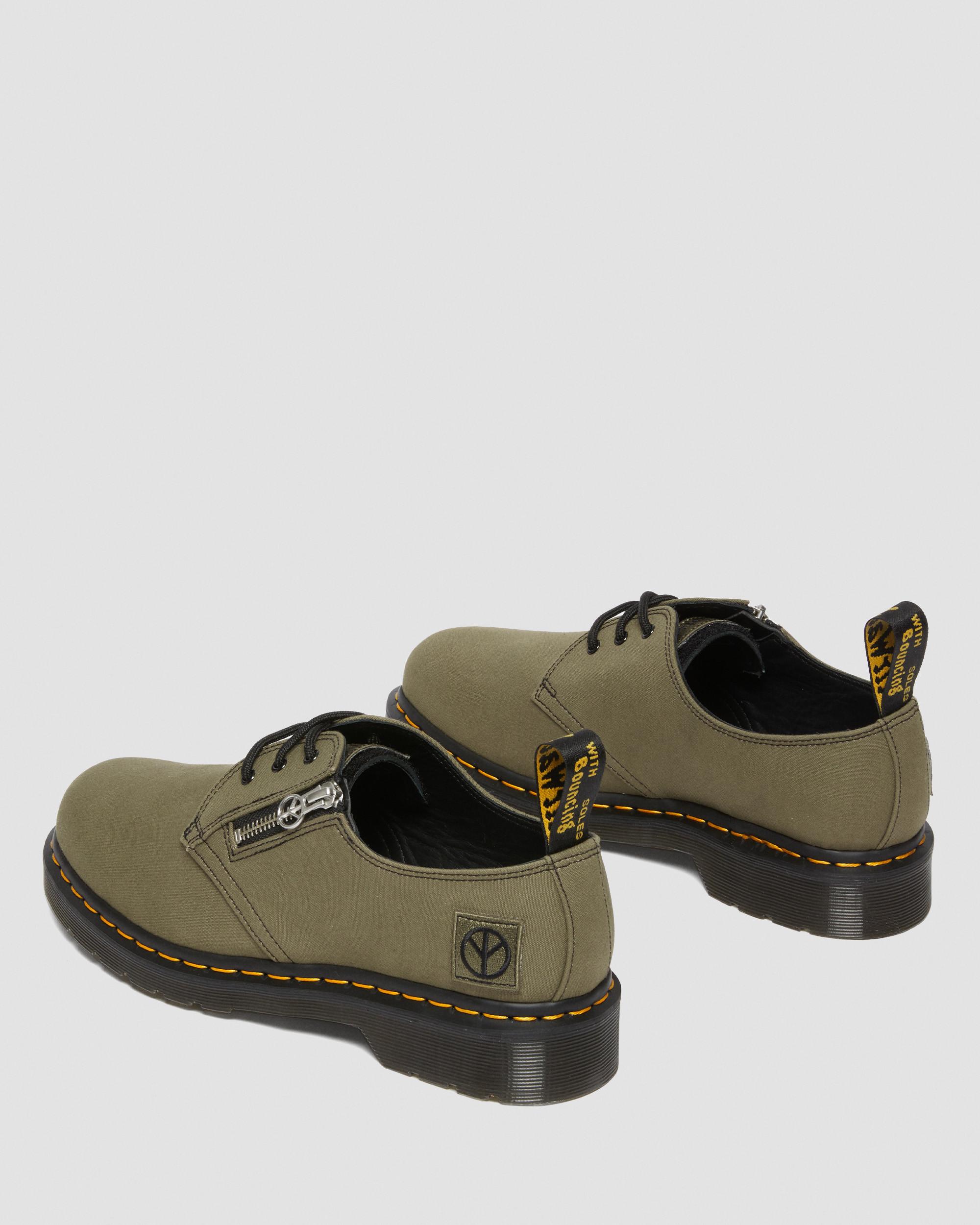 1461 Babylon Canvas Leather Shoes in Black+Olive