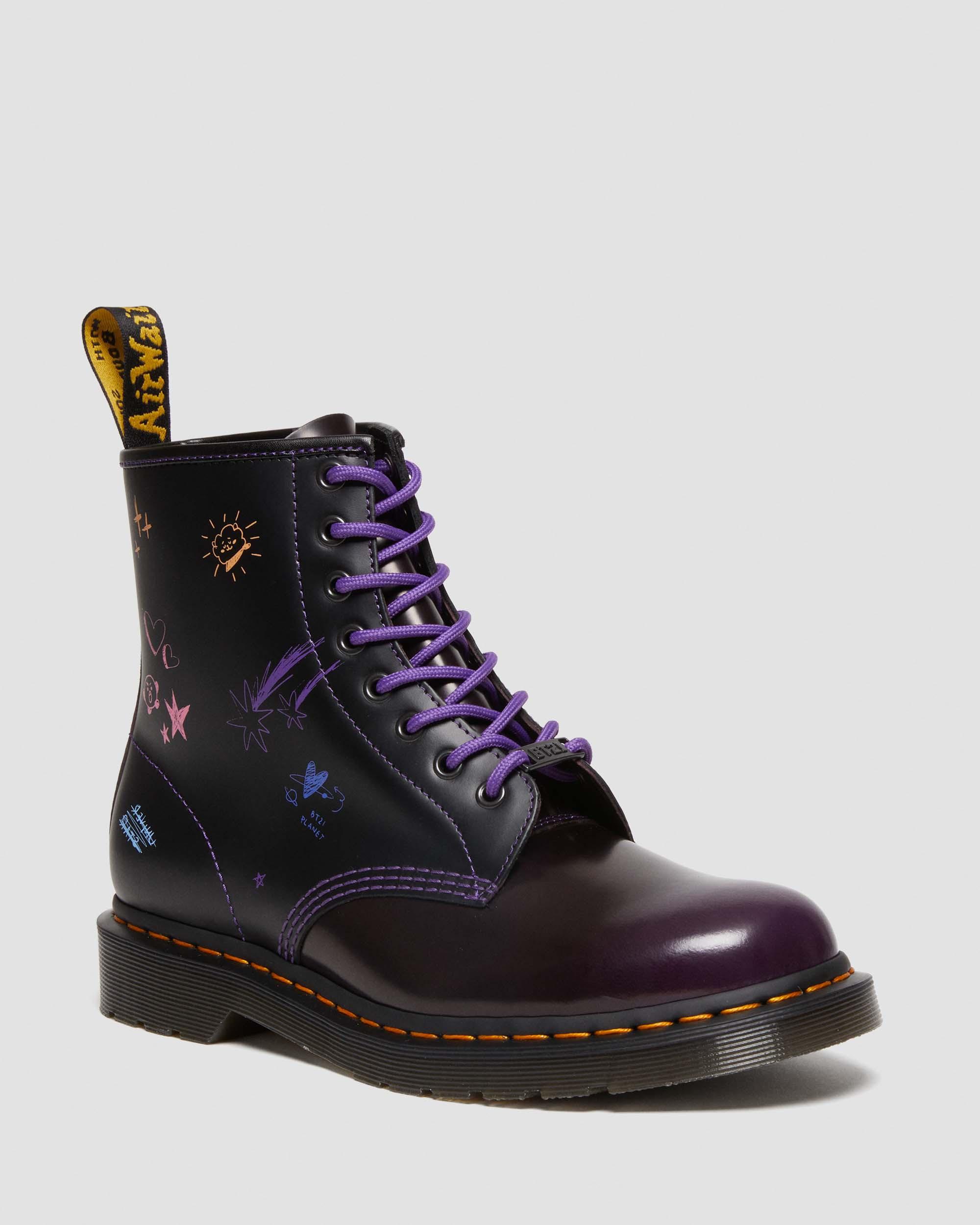 1460 BT21 Leather Lace Up Boots, Purple | Dr. Martens