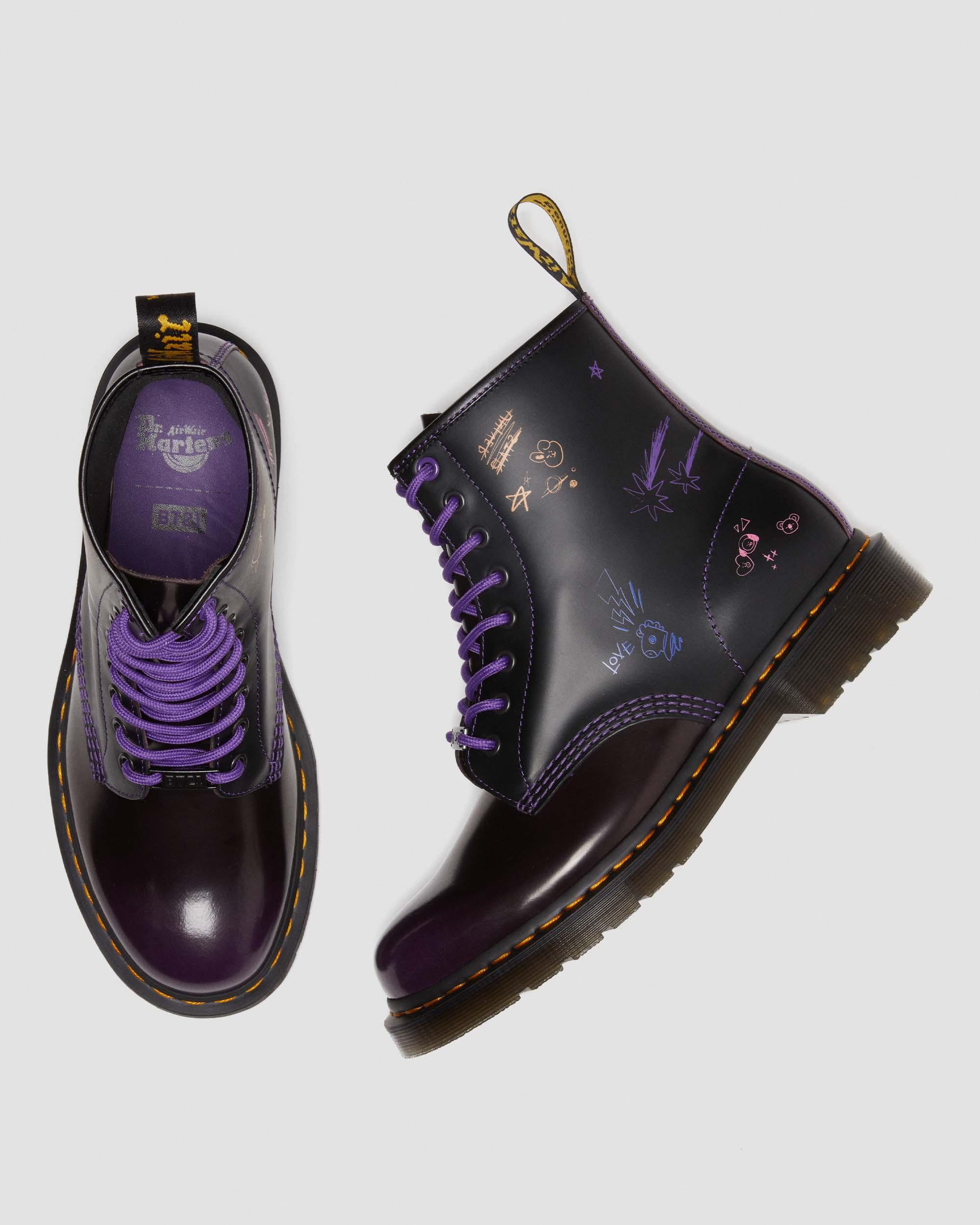 1460 BT21 Leather Boots in Purple+Black