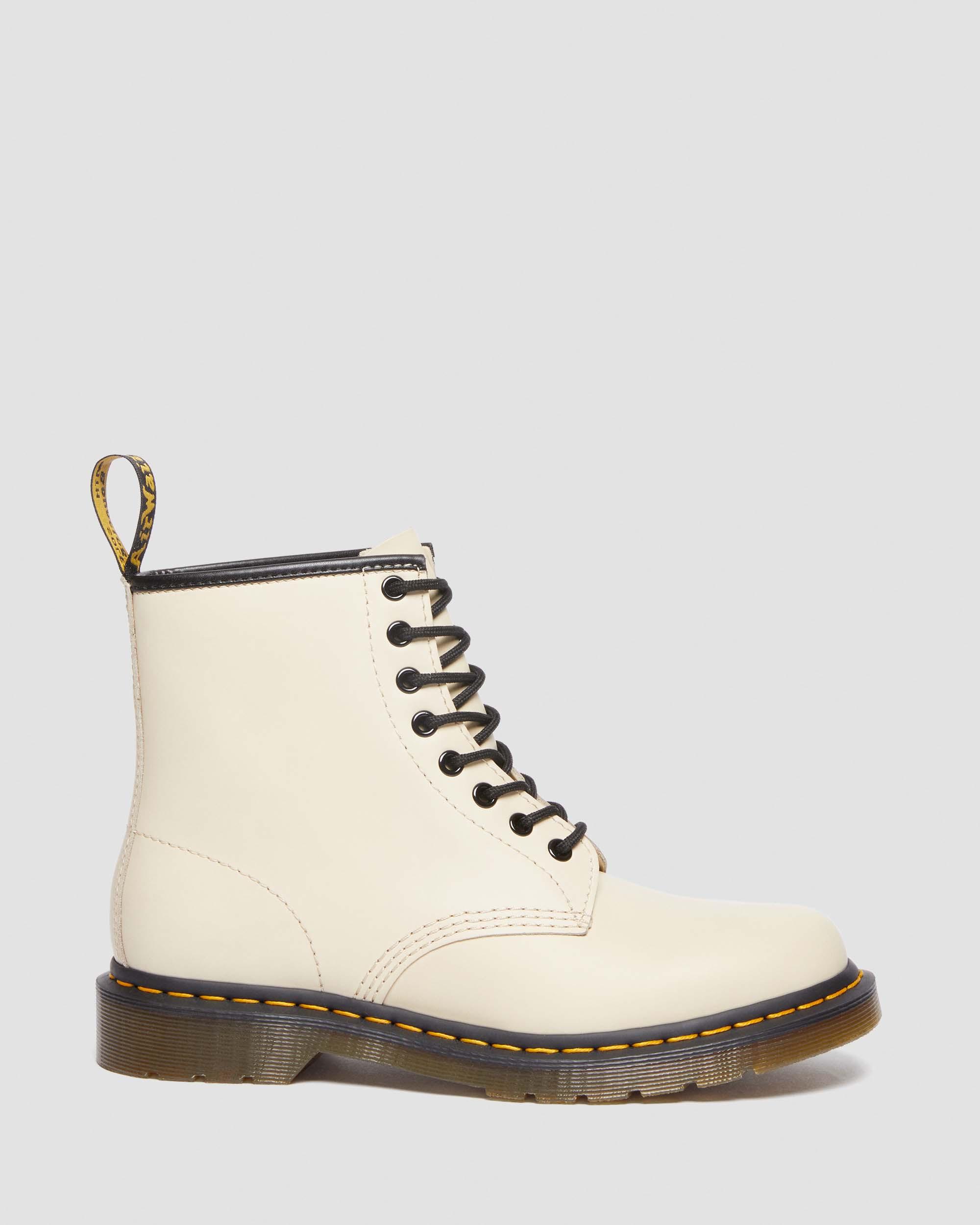 Up Boots Lace Martens Beige Leather | 1460 Parchment Dr. Smooth in