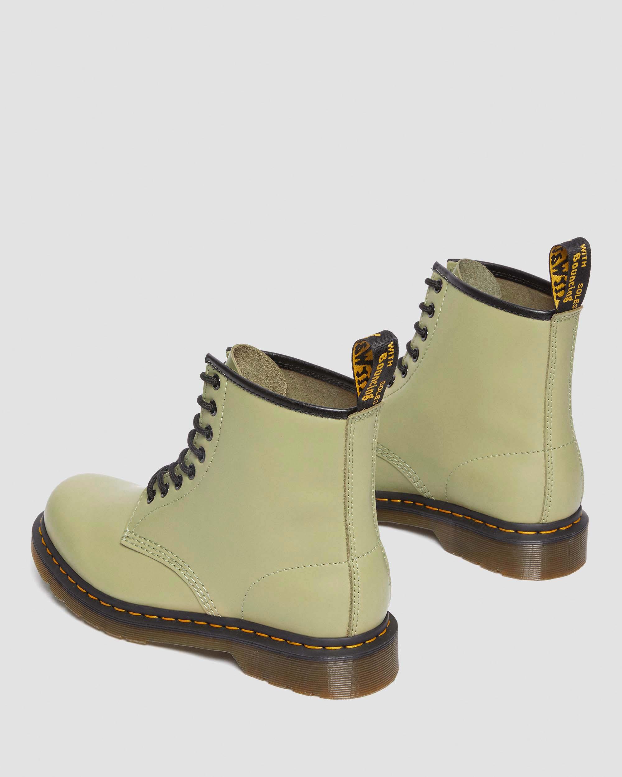 1460 Smooth Leather Lace Up Boots in Pale Olive