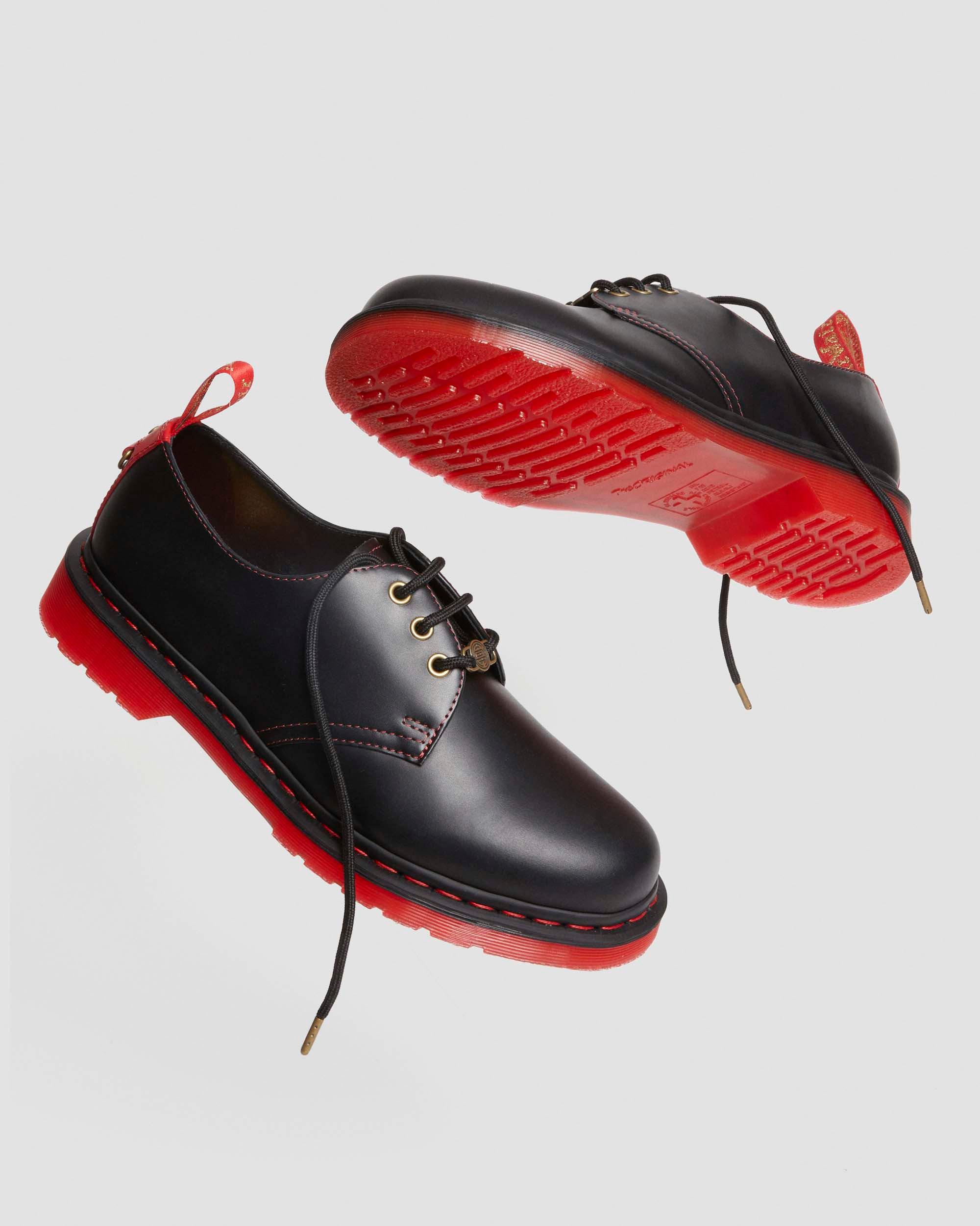 1461 Year of The Rabbit Leather Oxford Shoes in BLACK+POPPY RED