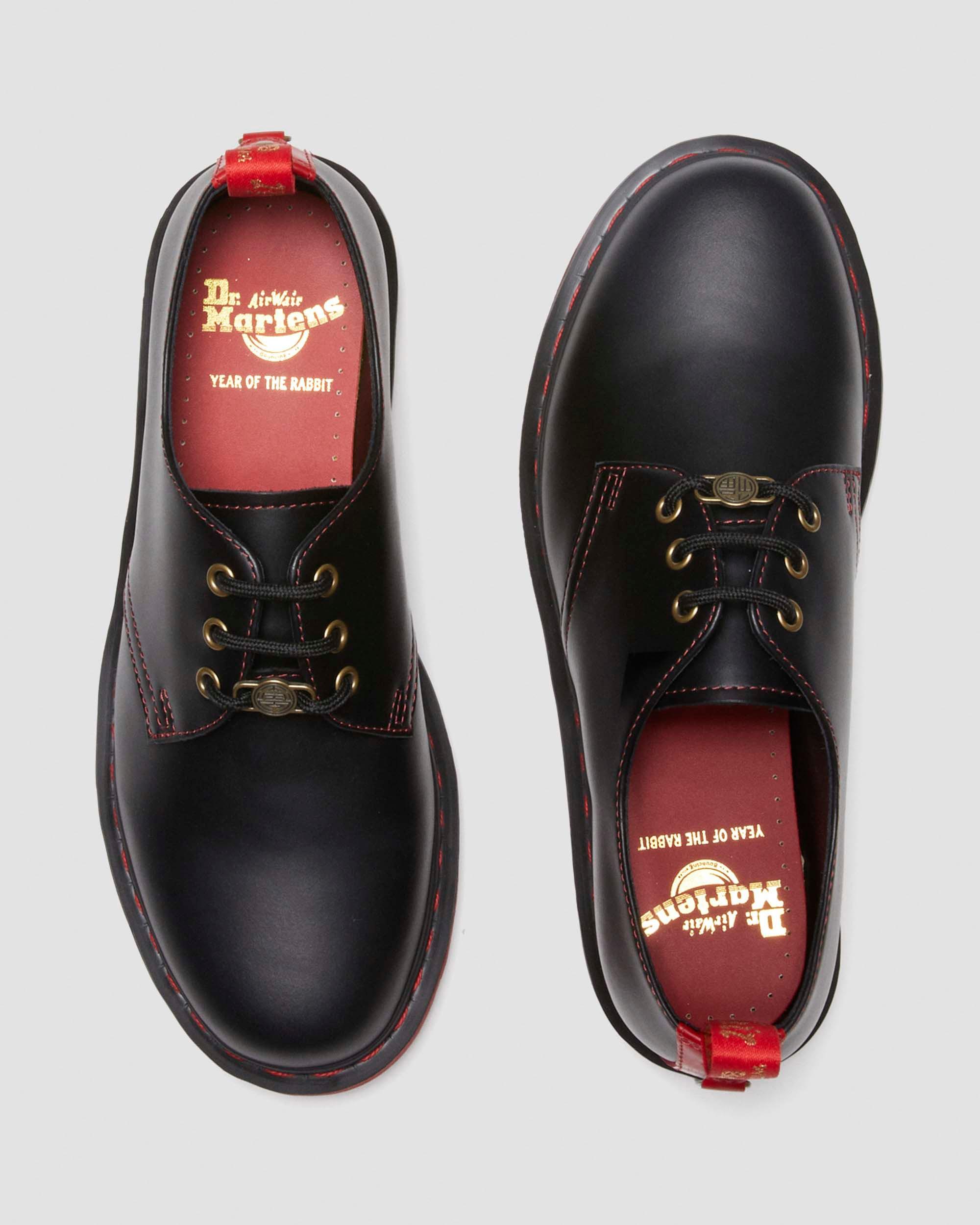 1461 Year of The Rabbit Leather Oxford Shoes in Black+Red | Dr