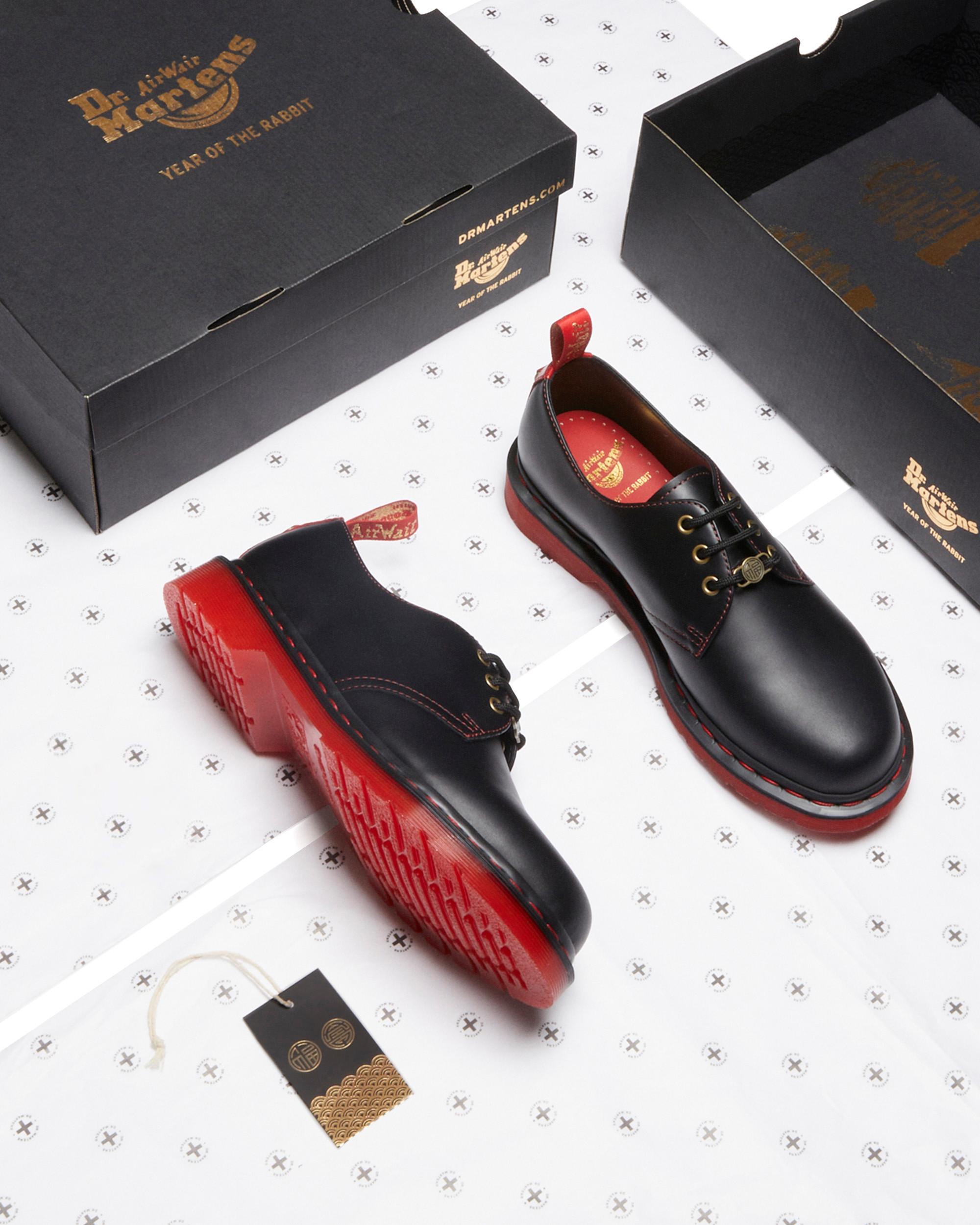 1461 Year of The Rabbit Leather Oxford Shoes in Black+Red | Dr