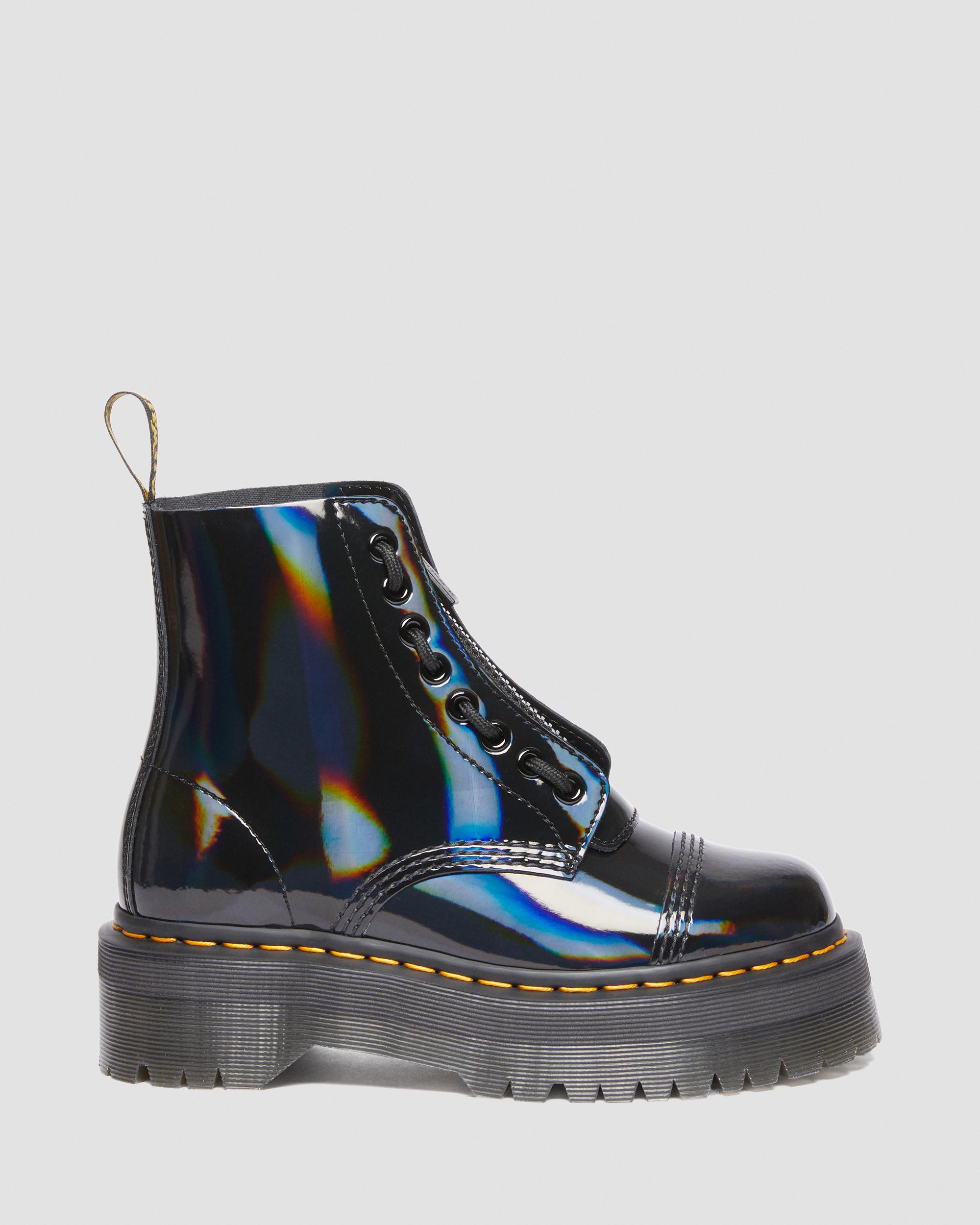 Dr Martens Sinclair flatform boots in black rainbow