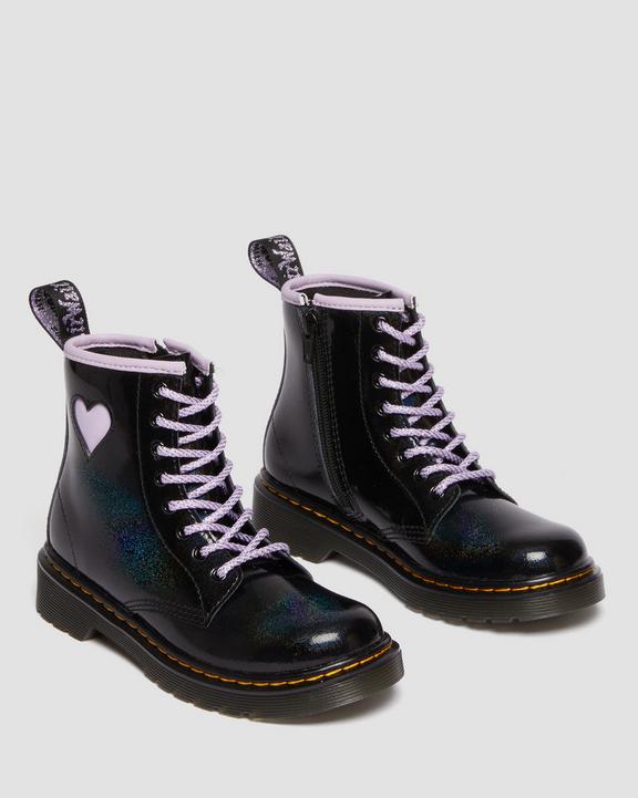 Junior 1460 Shimmer Heart Lace Up Boots in Black | Dr. Martens