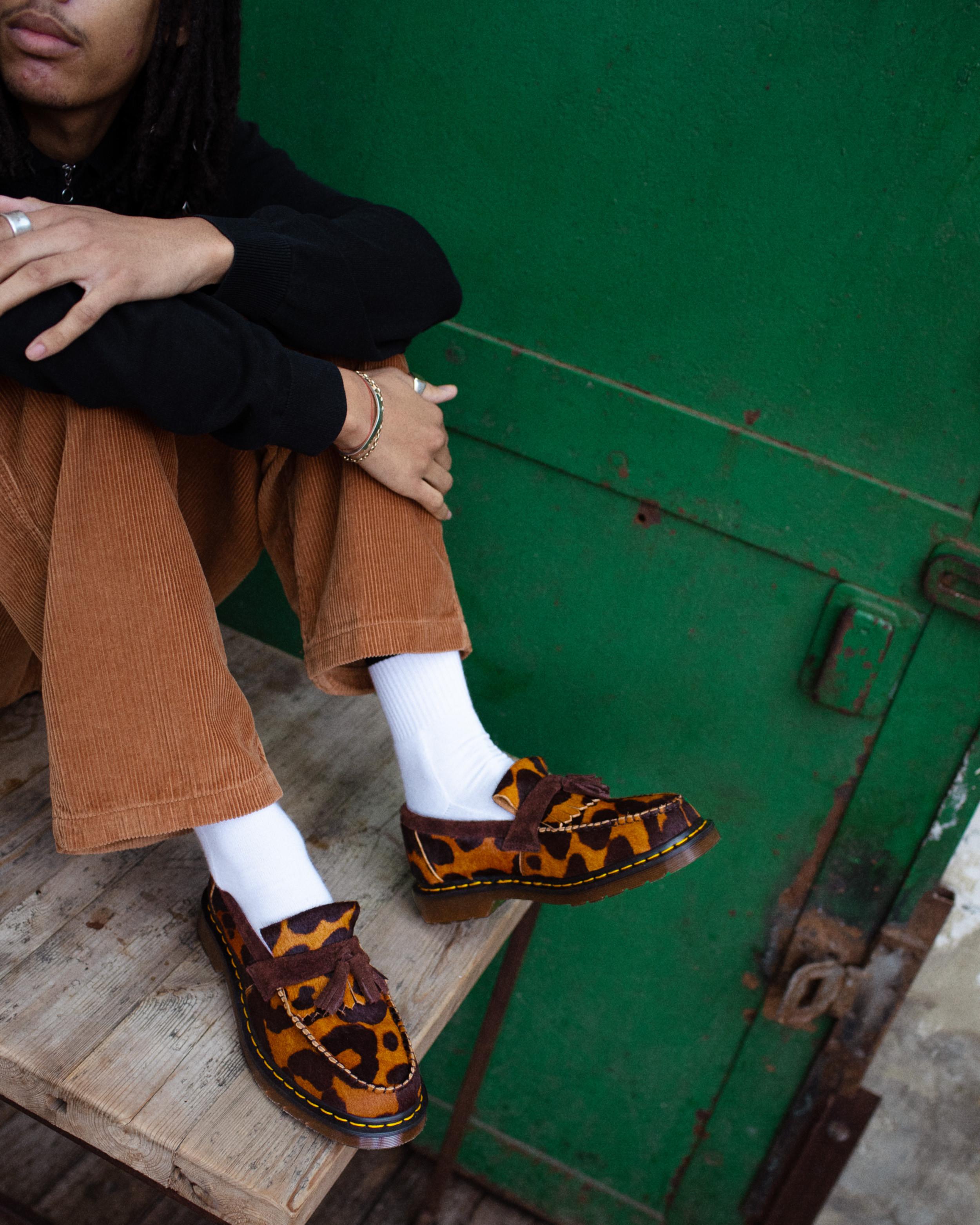 Adrian Made in England Hair On Tassel Loafers, Ocelot | Dr. Martens