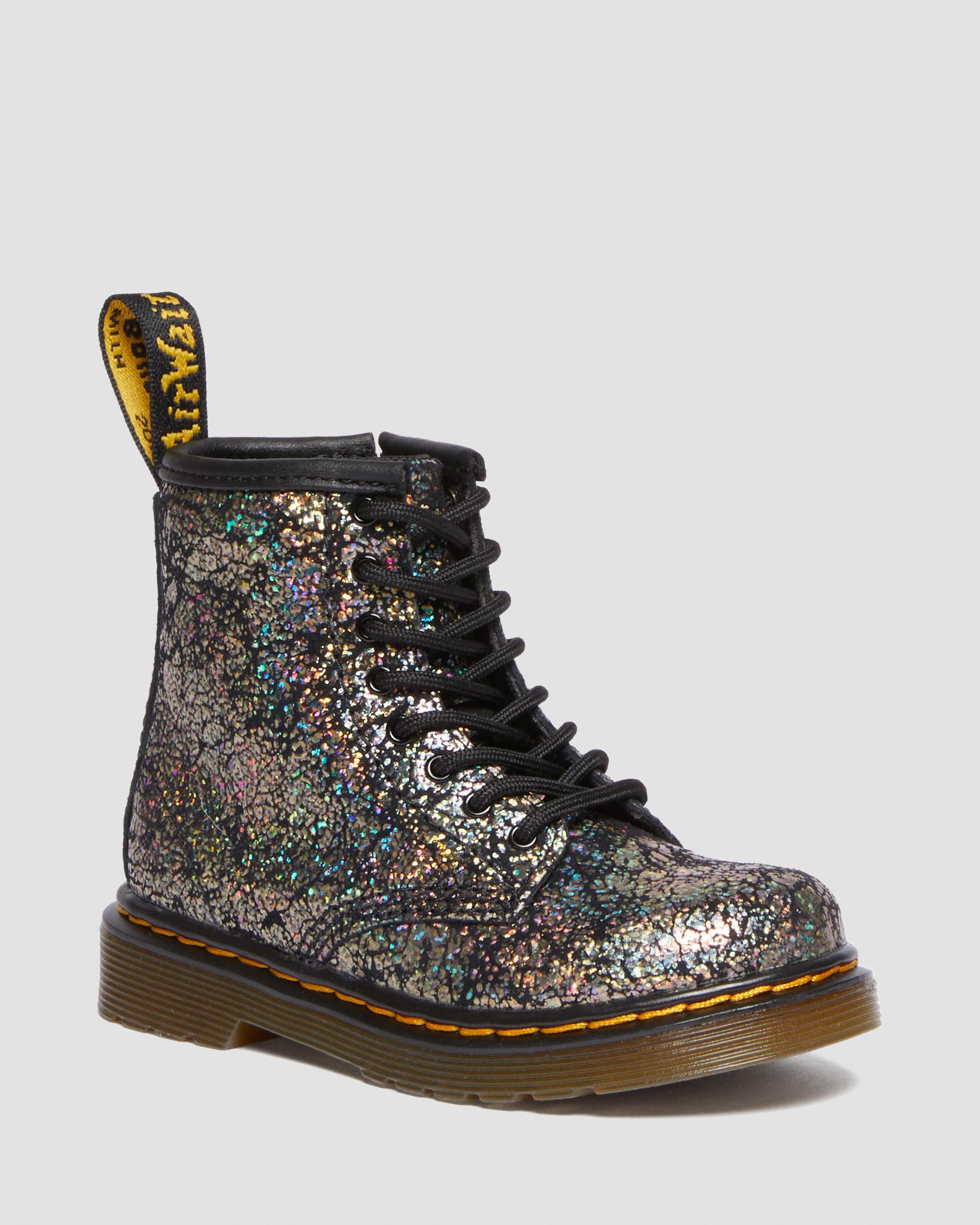 DR. MARTENS' TODDLER 1460 CRINKLE METALLIC LACE UP BOOTS
