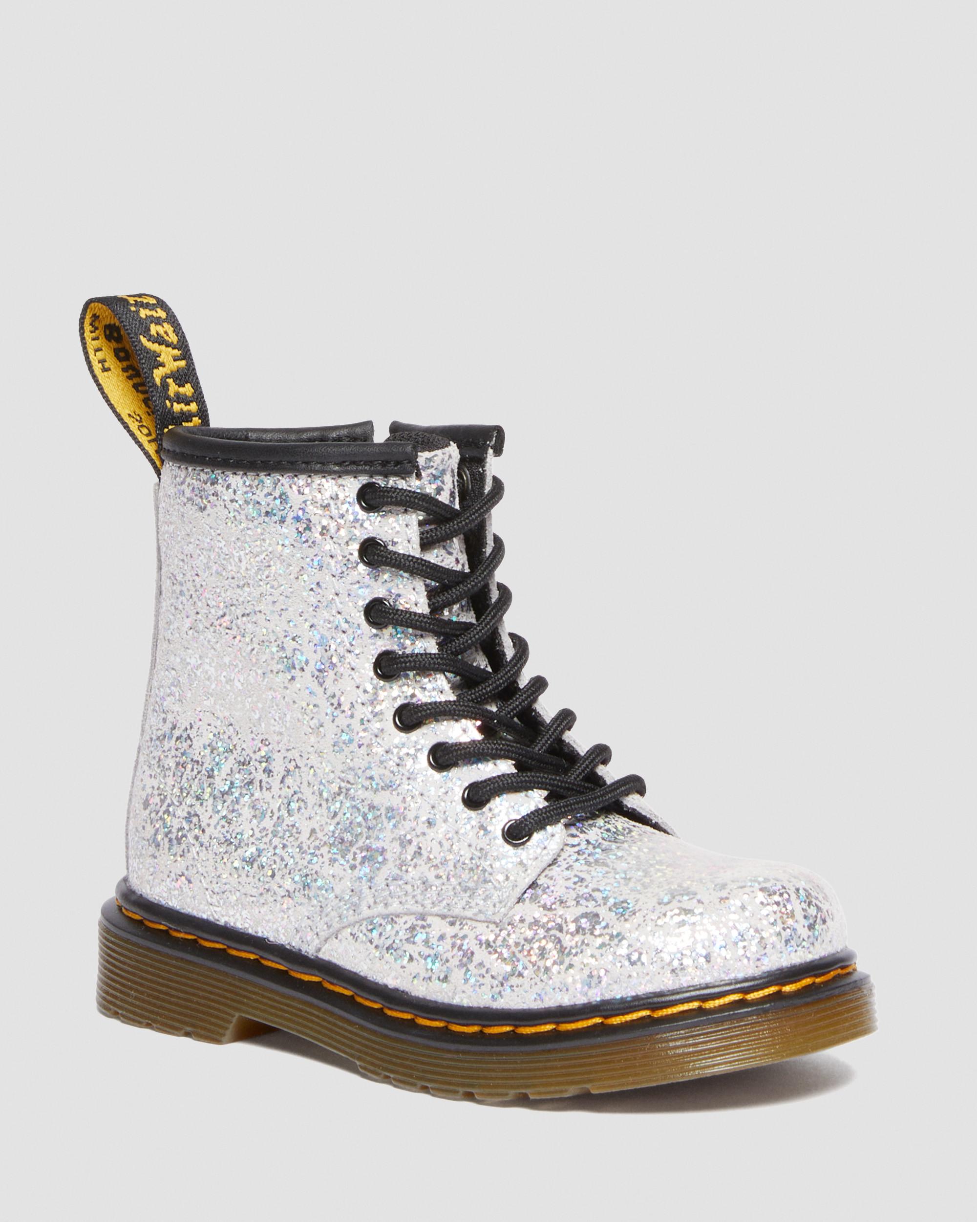 Toddler 1460 Crinkle Metallic Lace Up Boots in Grey Metallic | Dr. Martens