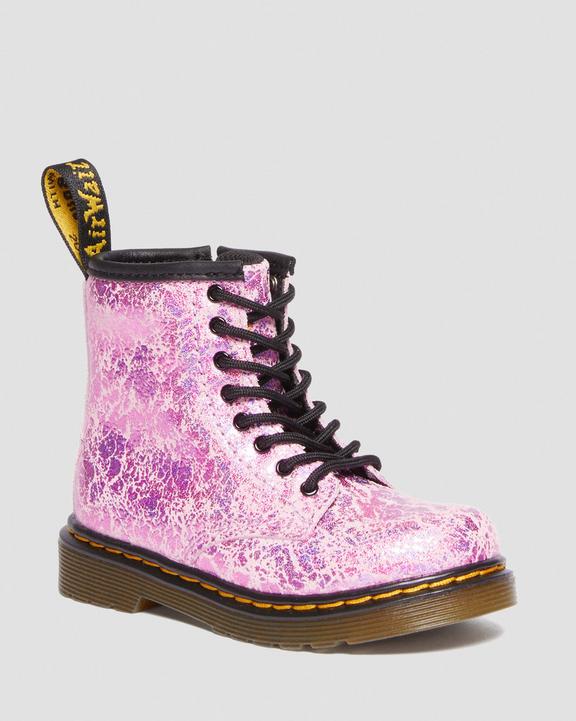 Toddler 1460 Crinkle Metallic Lace Up Boots in Pink | Dr Toddler 1460 Crinkle Metallic Lace Up Boots in Pink | Dr
