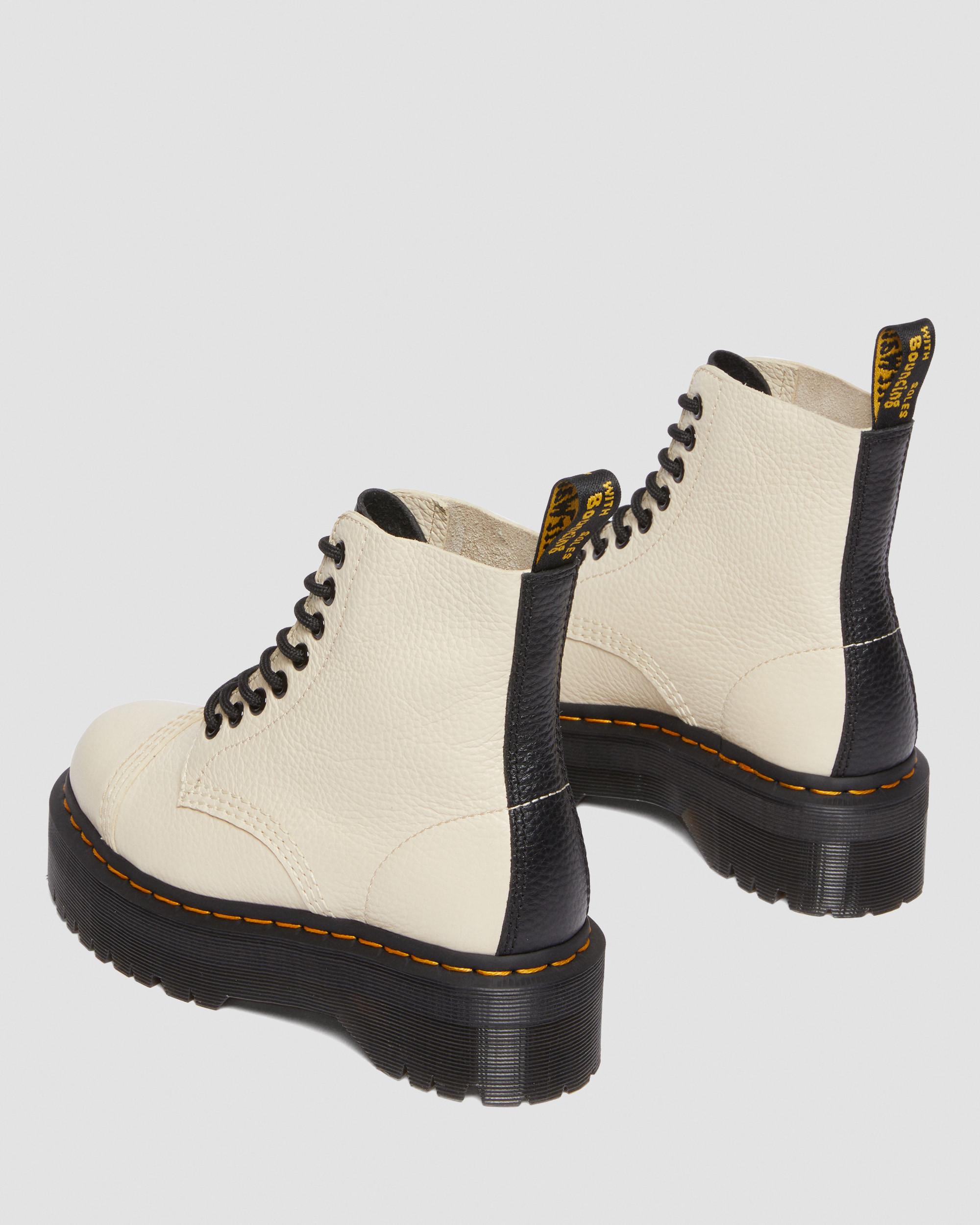 Sinclair Milled Nappa Leather Platform Boots in PARCHMENT BEIGE