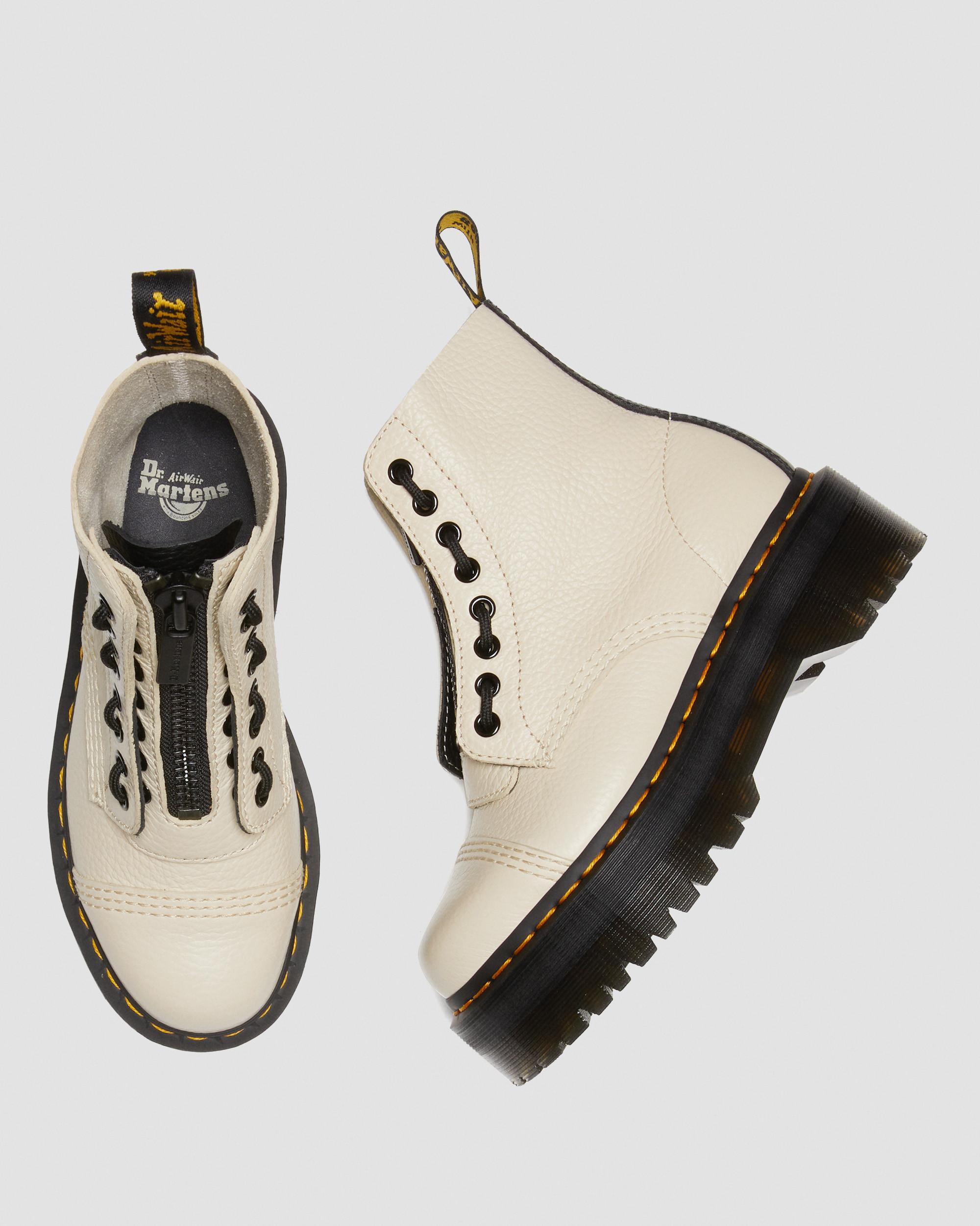 Sinclair Milled Nappa Leather Platform Boots in PARCHMENT BEIGE
