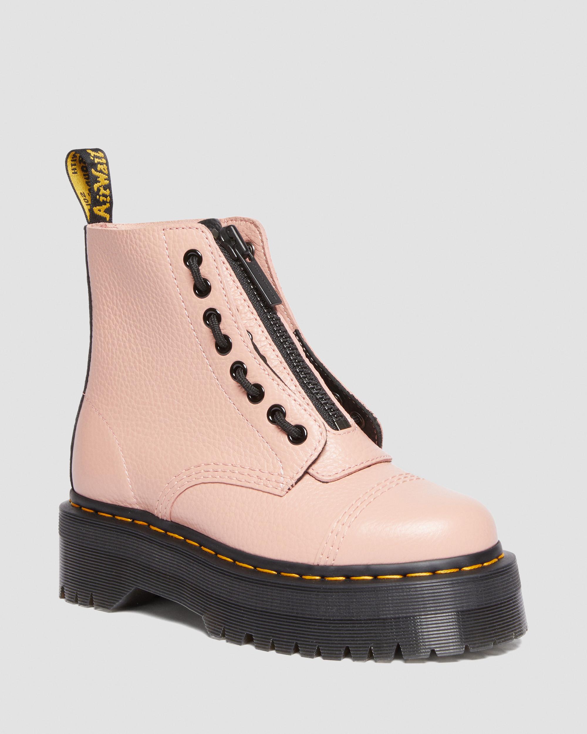 Sinclair Milled Nappa Leather Platform Boots in Peach Beige | Dr. Martens