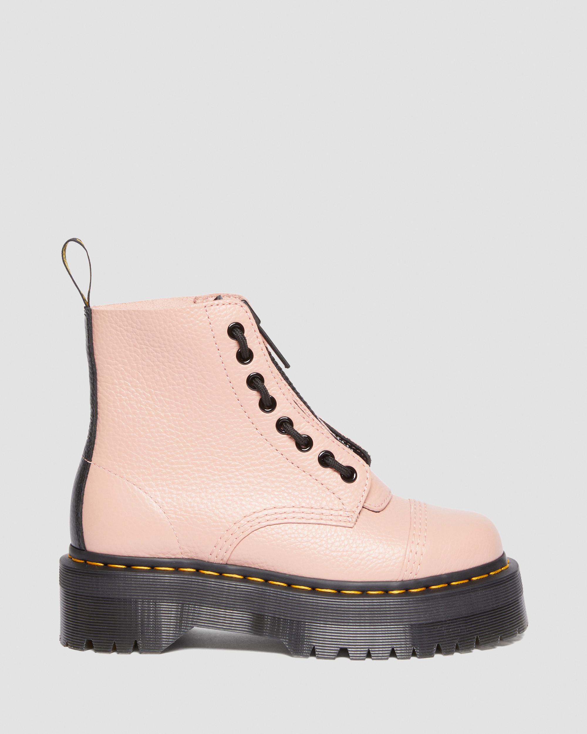 Sinclair Milled Nappa Leather Platform Boots in Peach Beige | Dr. Martens
