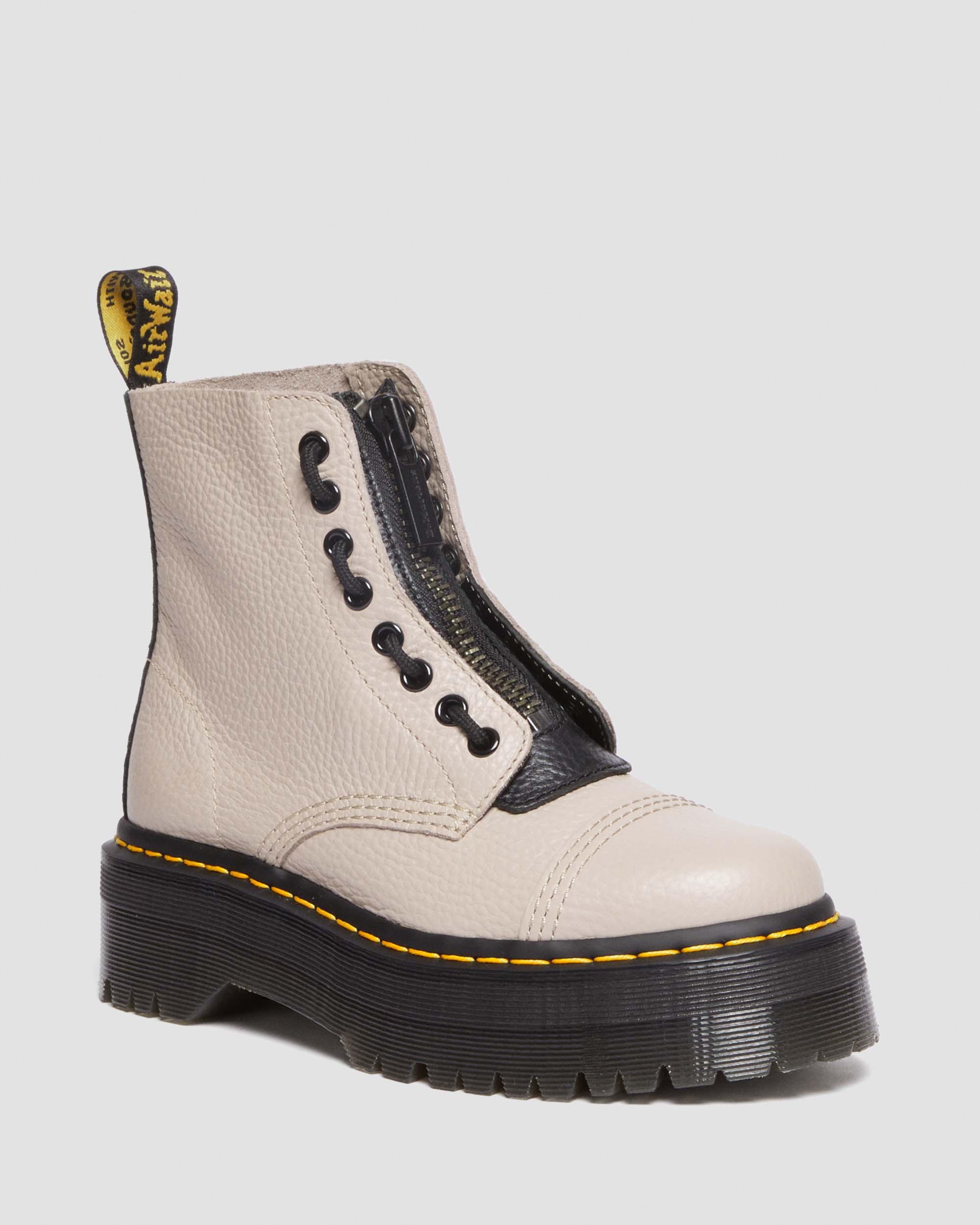 Sinclair Milled Nappa Leather Platform Boots in Vintage Taupe | Dr. Martens